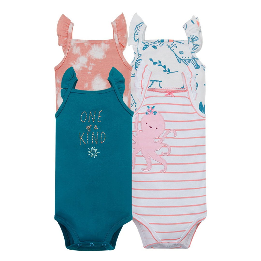 Pack de 4 Bodys Bebé Niña Tedmimak Sin Manga Kind-0