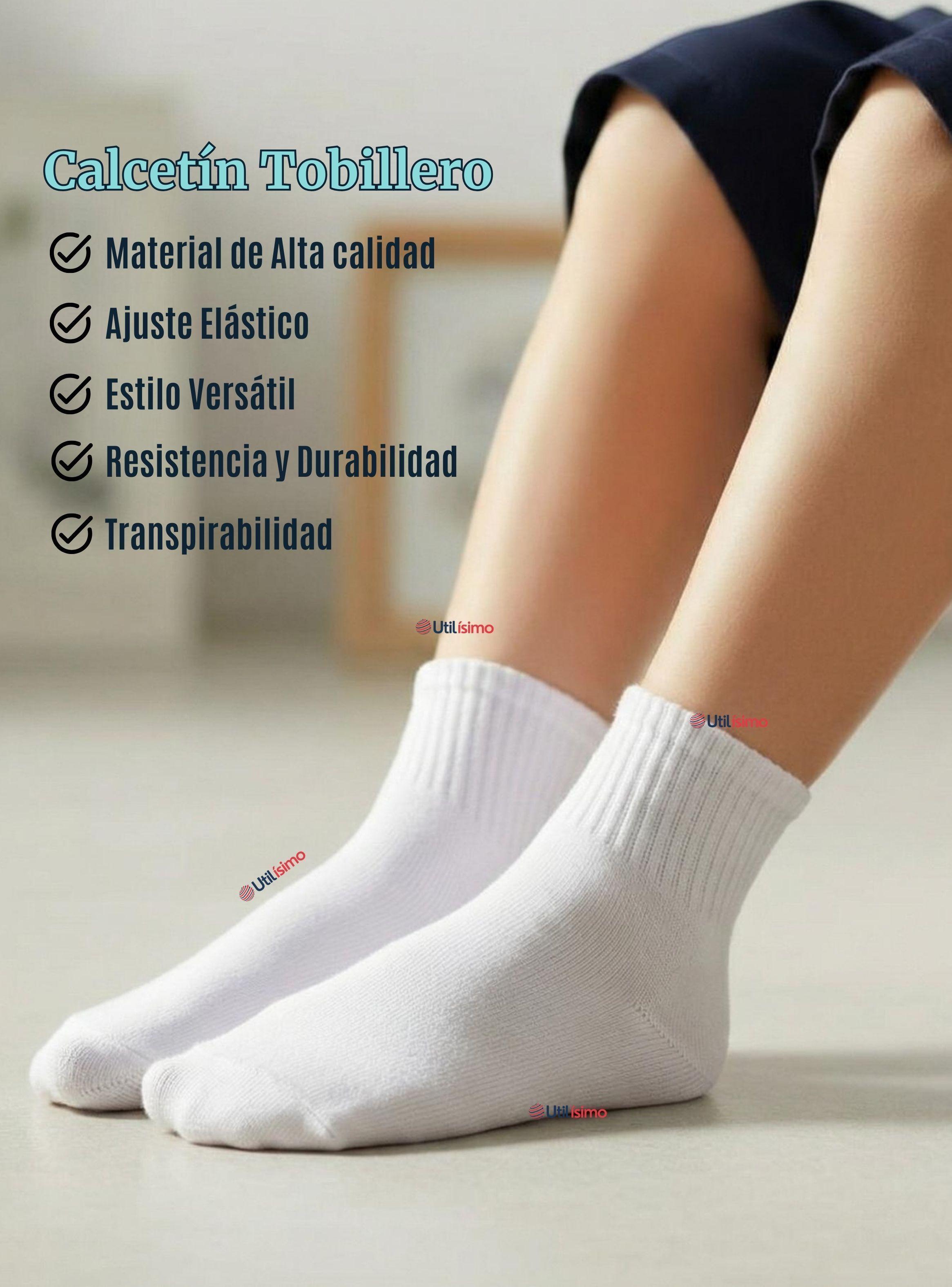 Pack 3 Pares Calcetines Tobilleras Cortos Algodón Color Blanco Niña y Niño-2