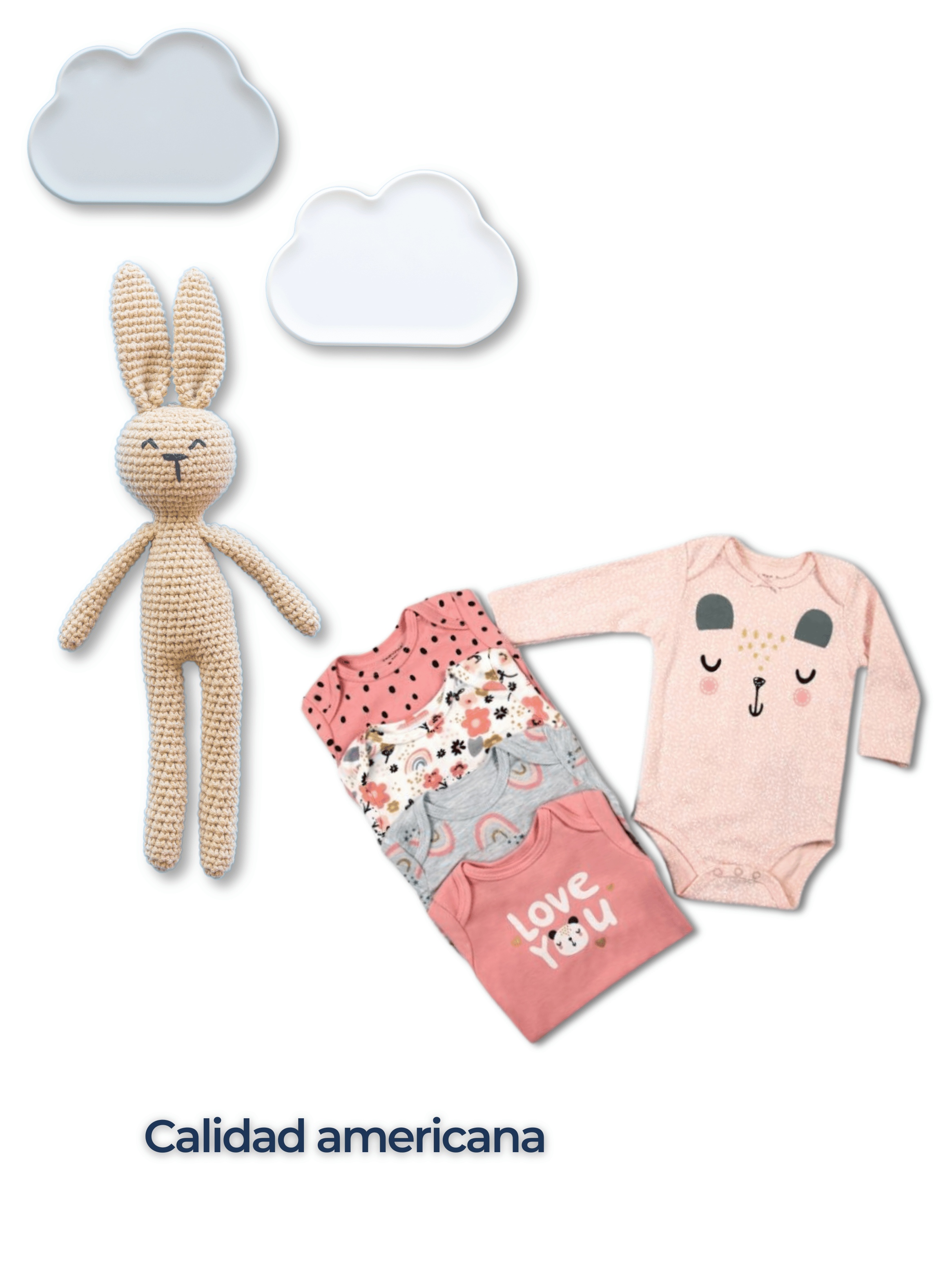 Pack 5 Bodys Bebé Niña Manga Larga Tedmimak 100% Algodón Love You-5