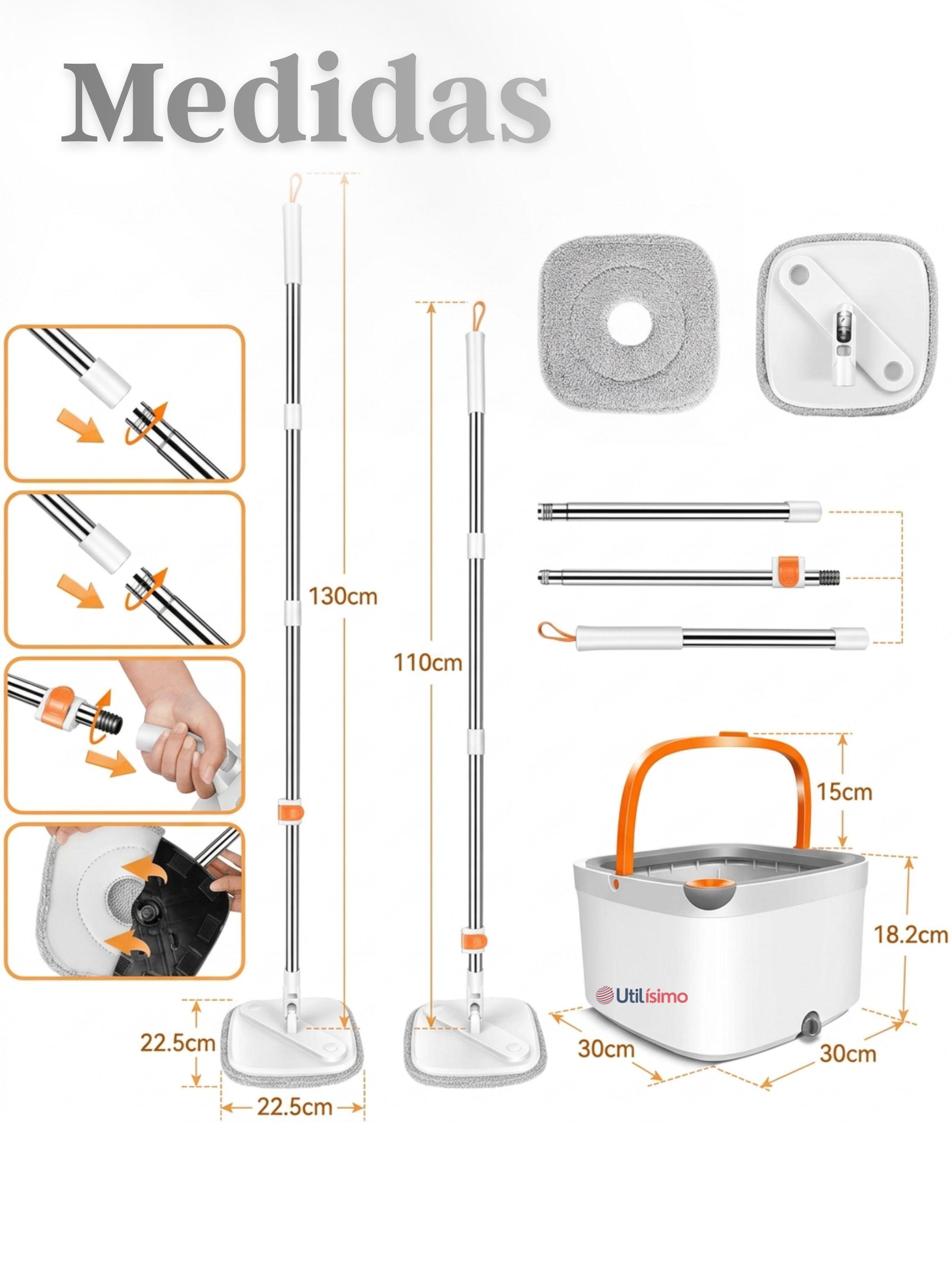 Trapeador Mopa Giratorio 360° Balde Centrifugo de Microfibra-2