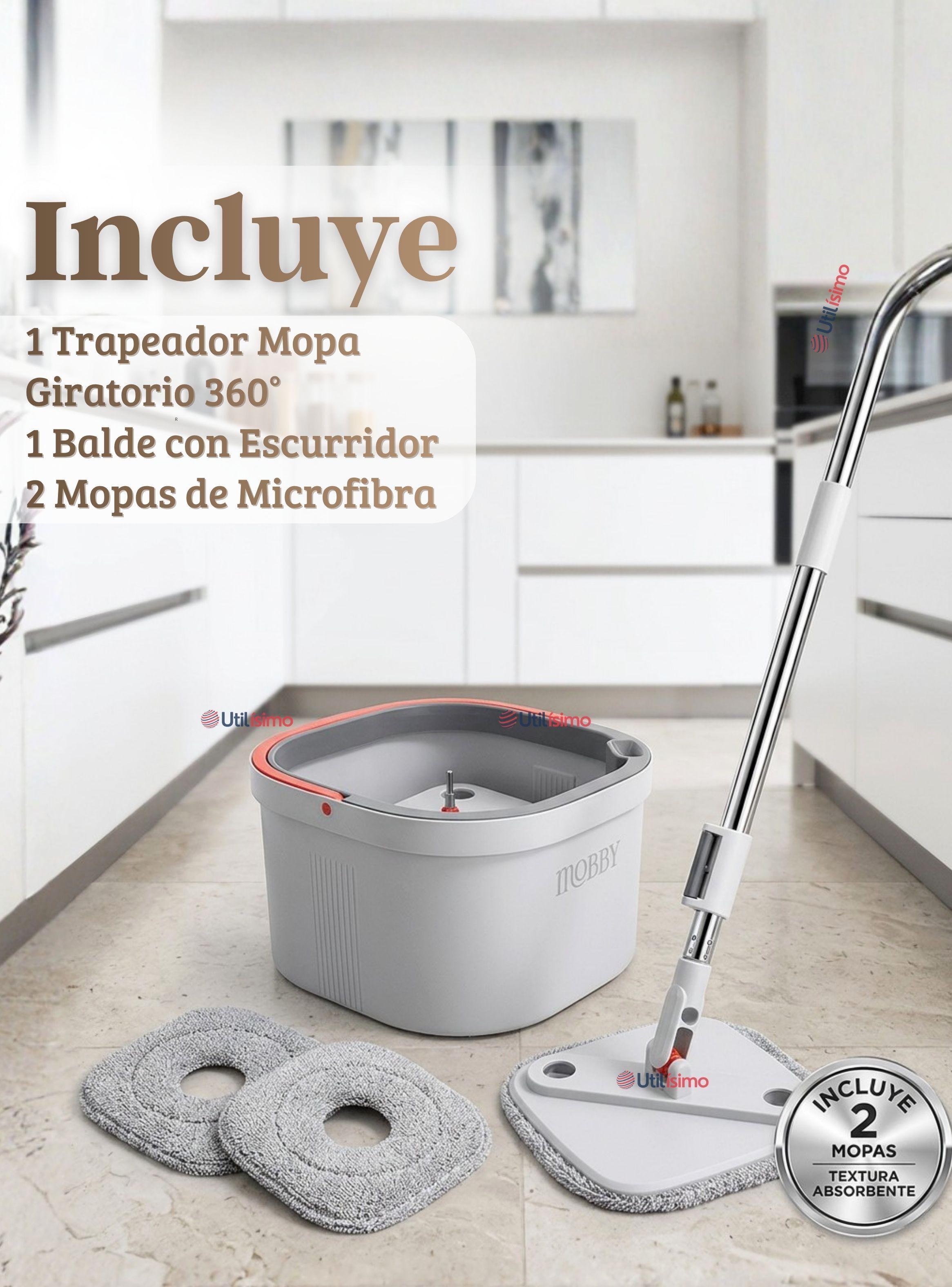 Trapeador Mopa Giratorio 360° Balde Centrifugo de Microfibra-3