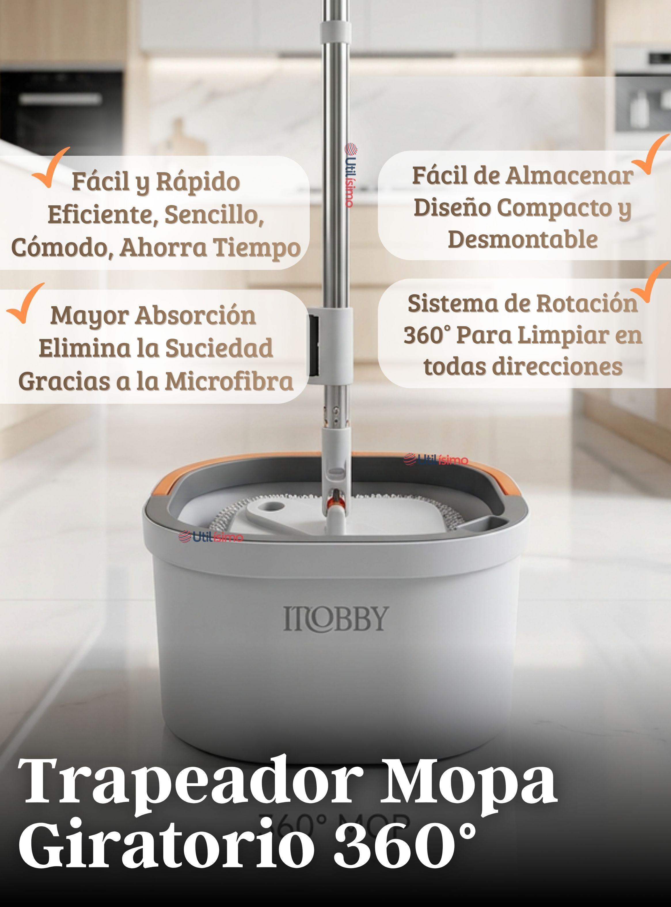 Trapeador Mopa Giratorio 360° Balde Centrifugo de Microfibra-5