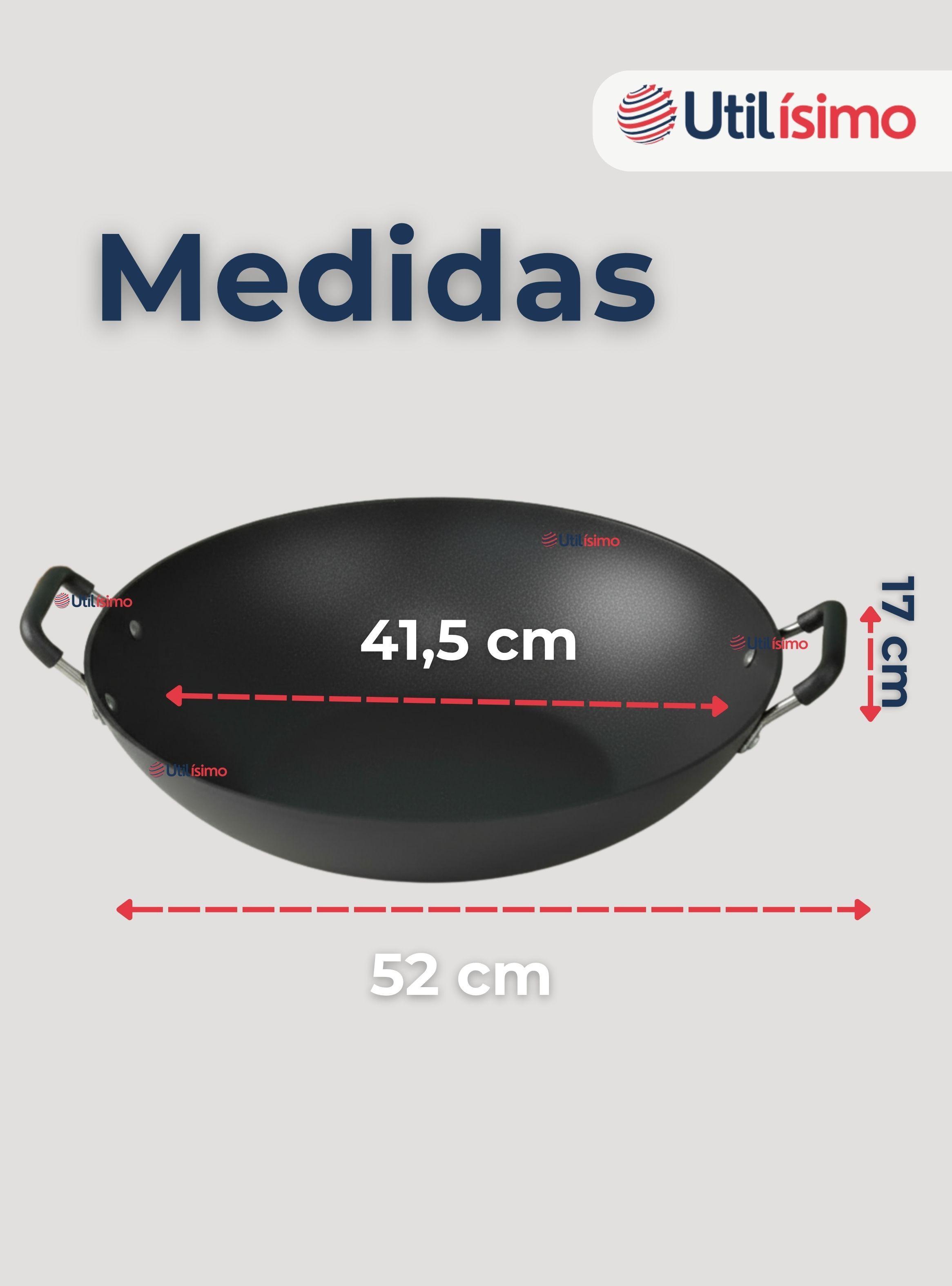 Wok Chino de Acero Inoxidable Antiadherente 34cm Color Negro-2