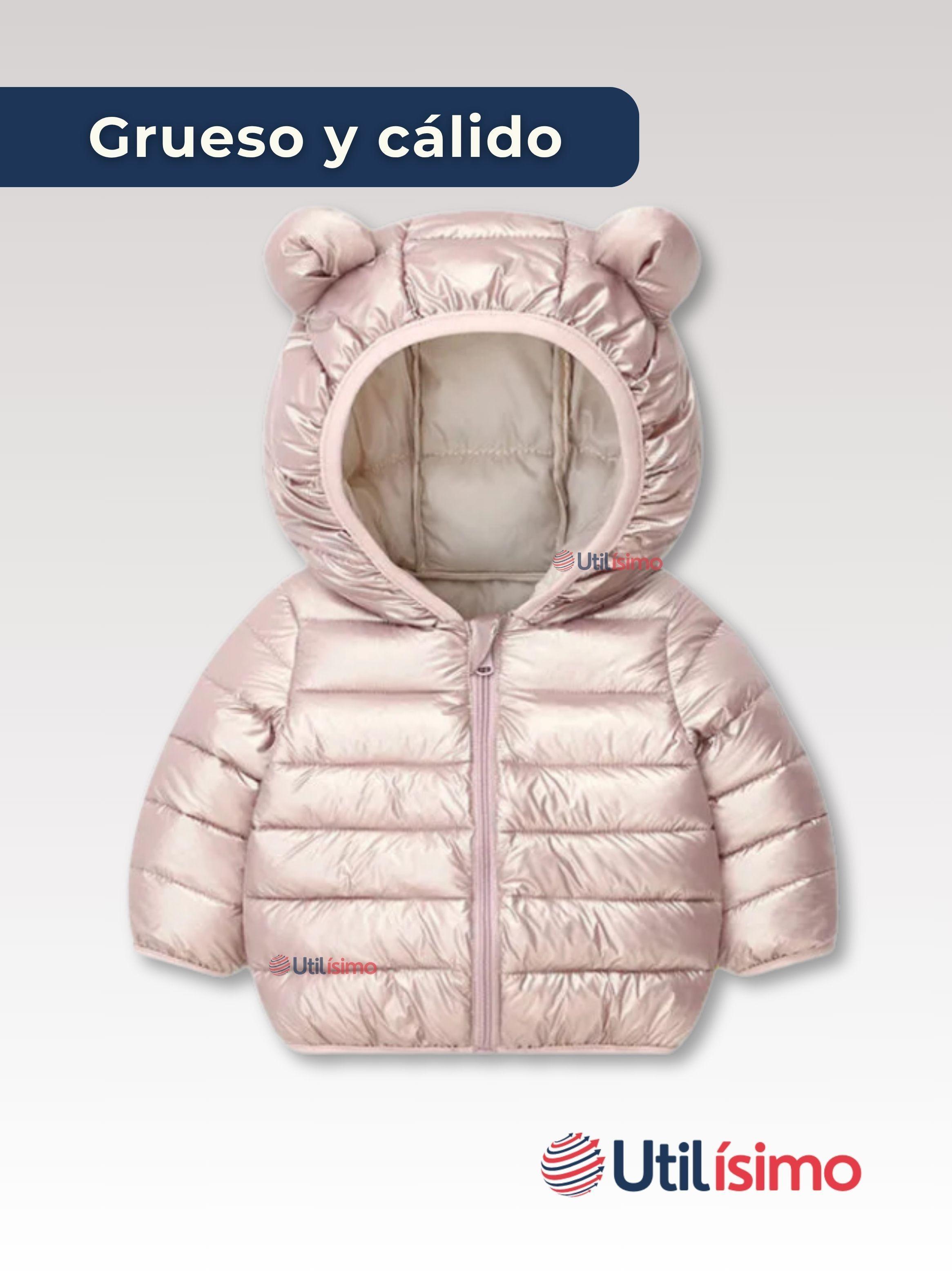 Parka Con Capucha Manga Larga Niña Orejitas Rosa Metalizada-3