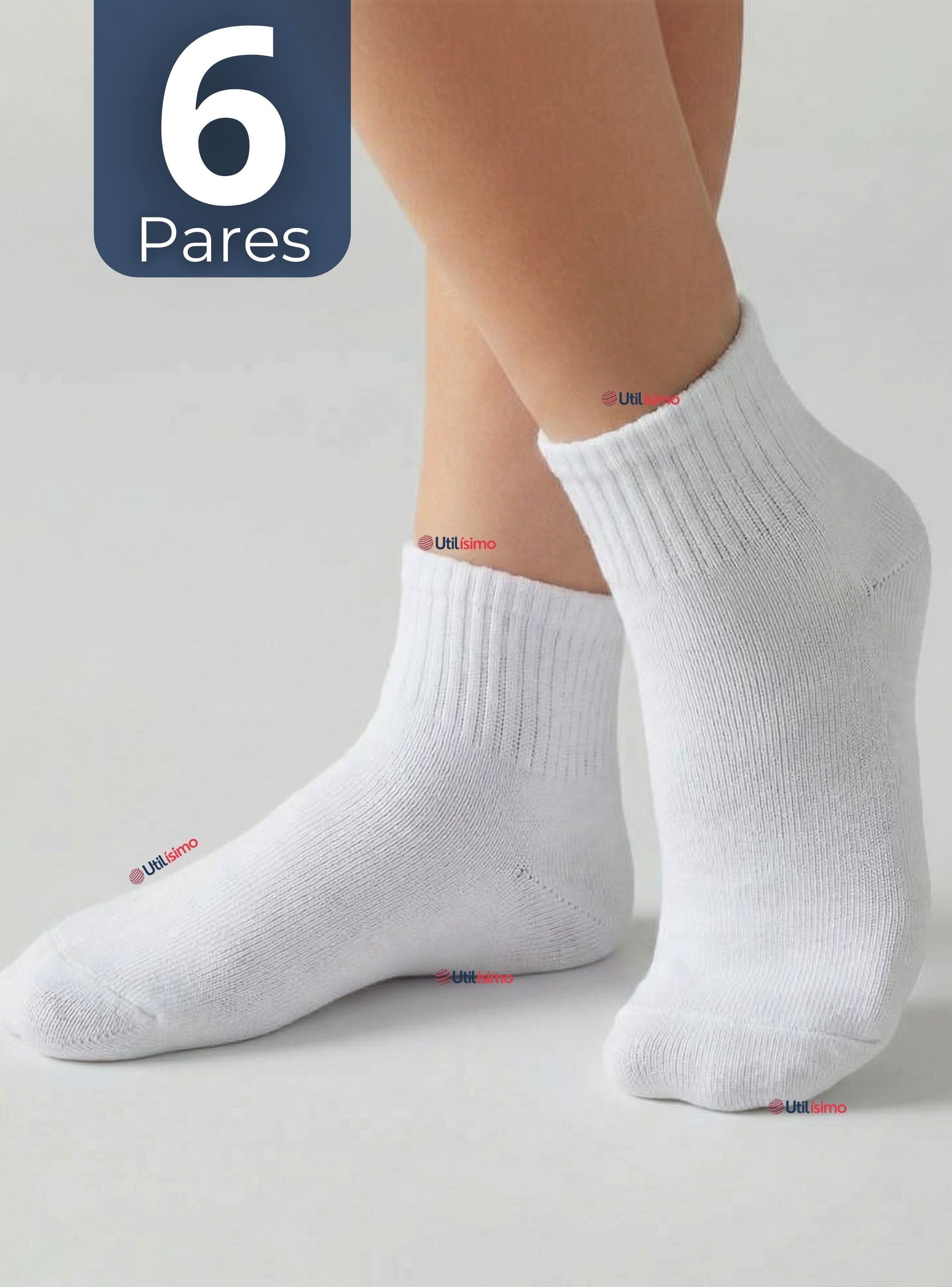 Pack 6 Pares Calcetines Tobilleras Cortos Algodón Color Blanco para Niña y Niño-0