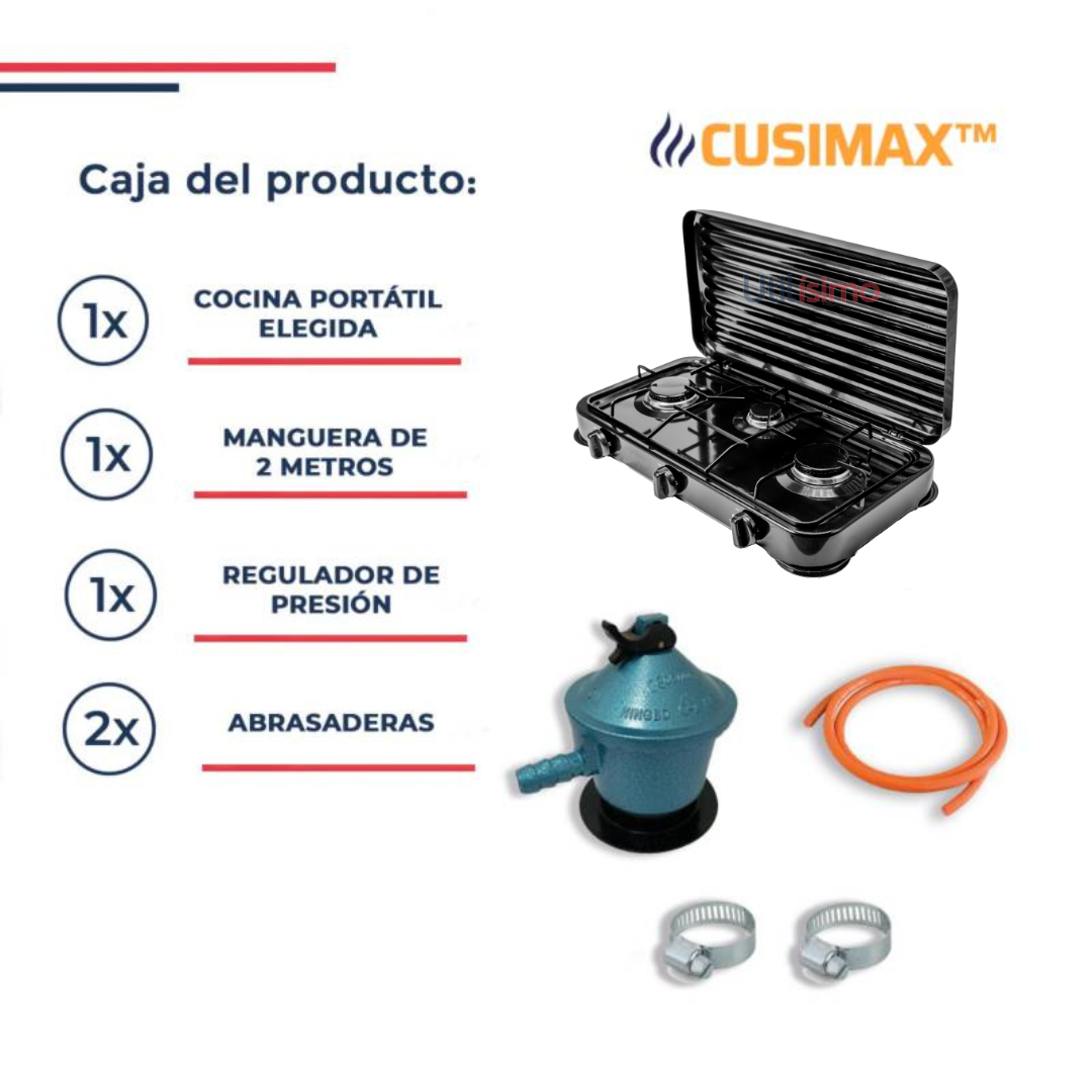 Cusimax Cocina A Gas Portátil - 3 Platos-1