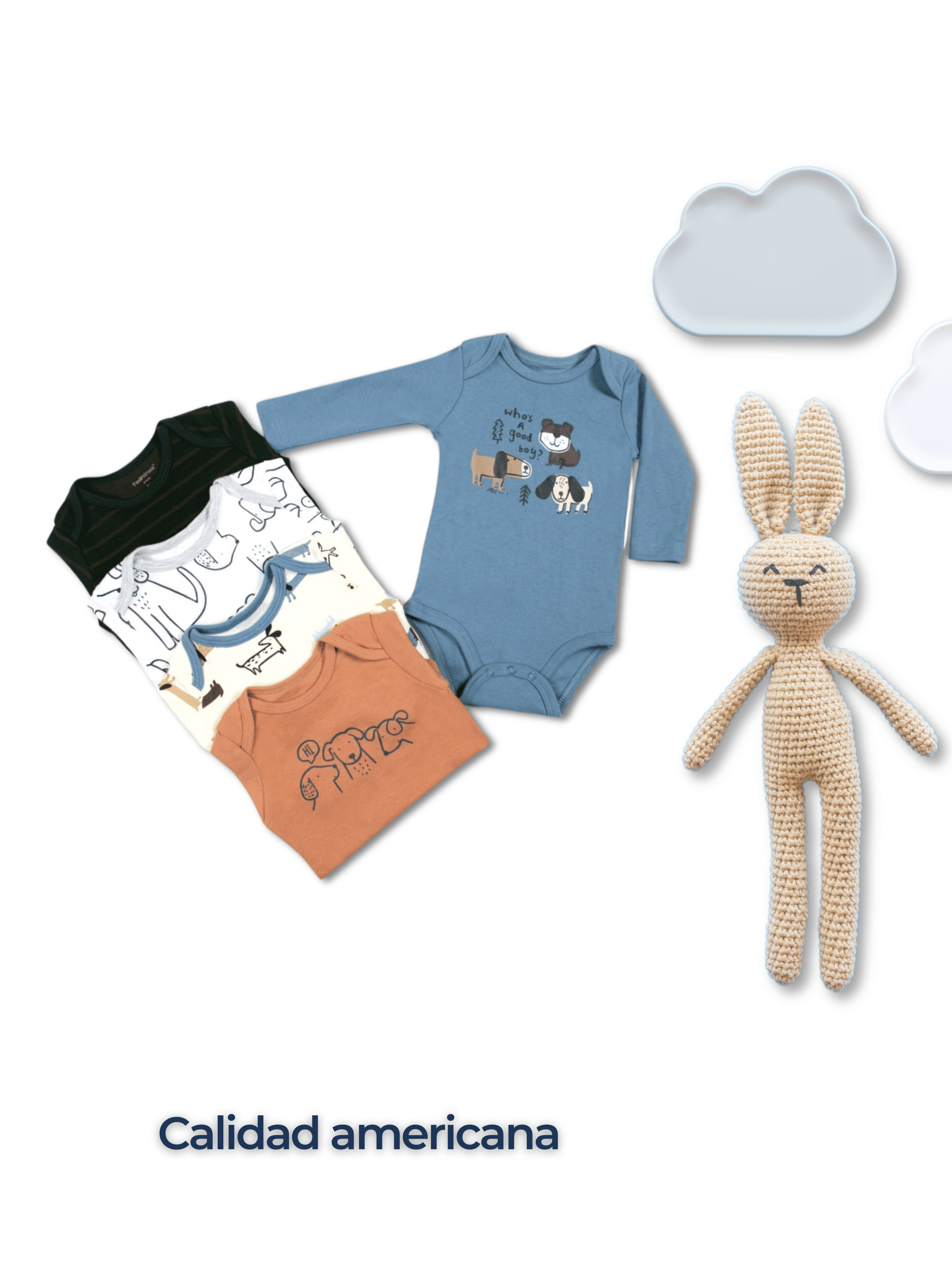 Pack 5 Bodys Bebé Niño Manga Larga Tedmimak 100% Algodón Cute Dogs-5