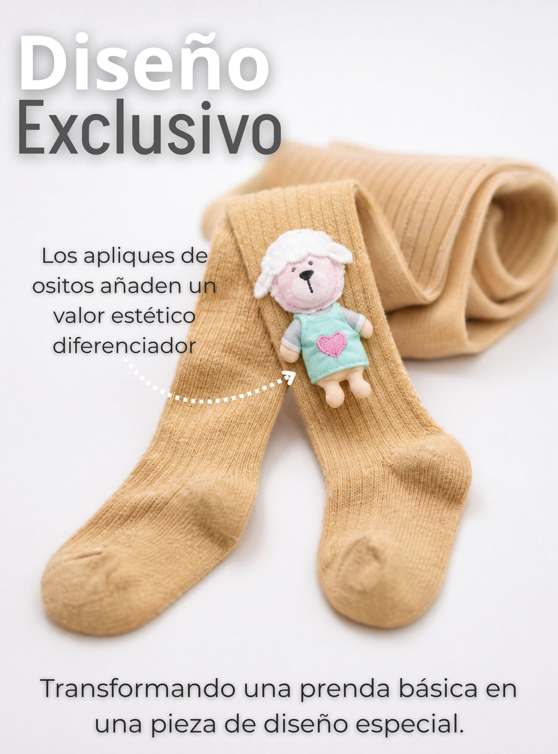 Pack 3 Pantys 3D Osito Tejida Niña Ballerina 78% Algodón Premium de Color Surtido-5