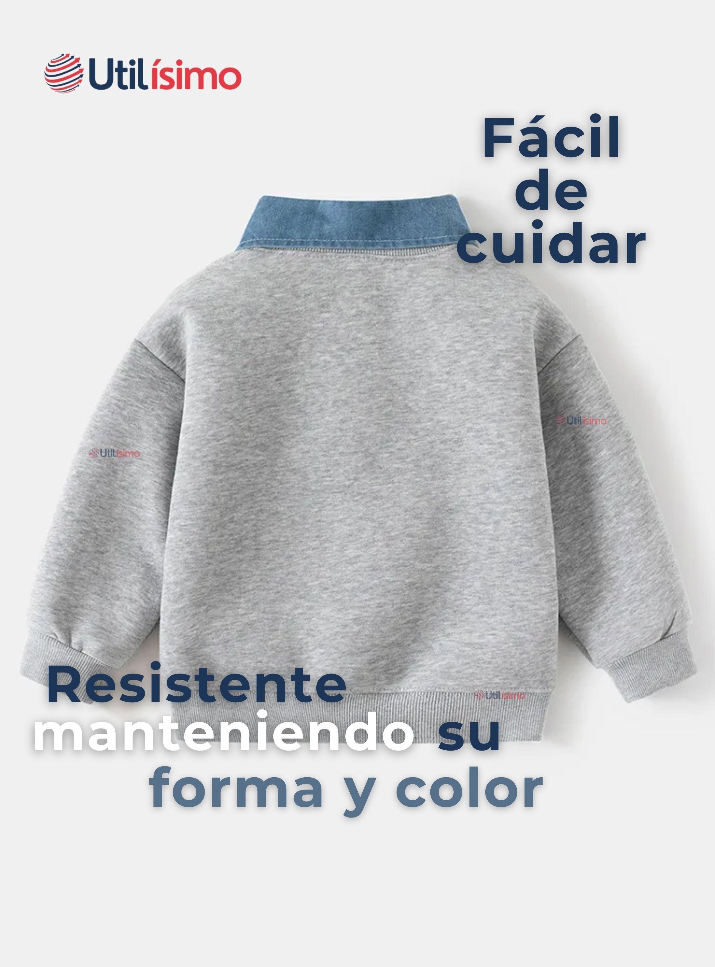 Polerón Algodón Estilo Pique Manga Larga Niños Gris-3