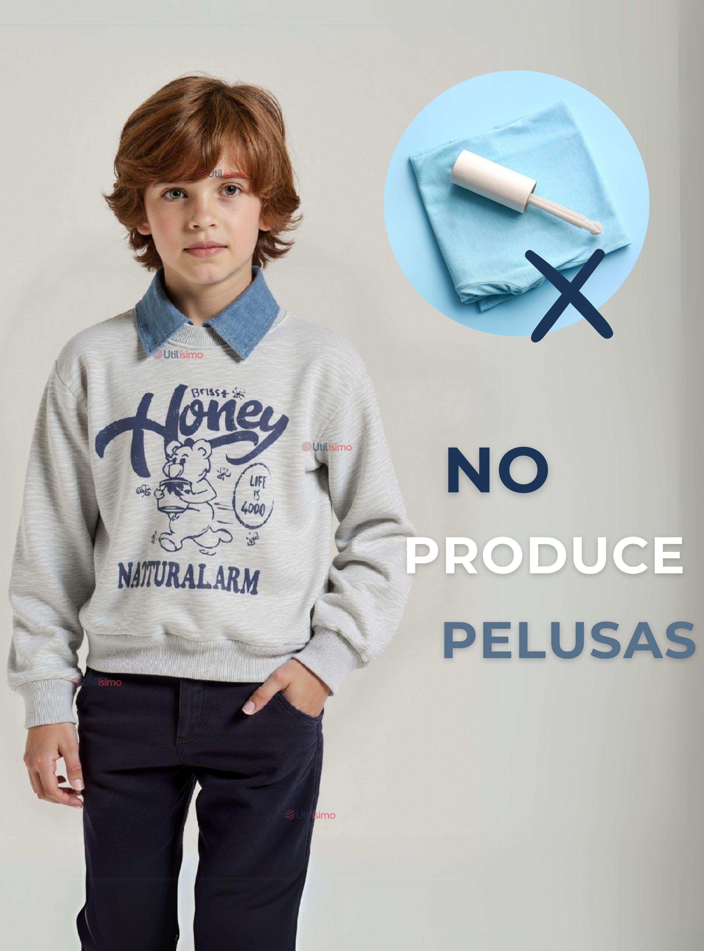 Polerón Algodón Estilo Pique Manga Larga Niños Gris-7