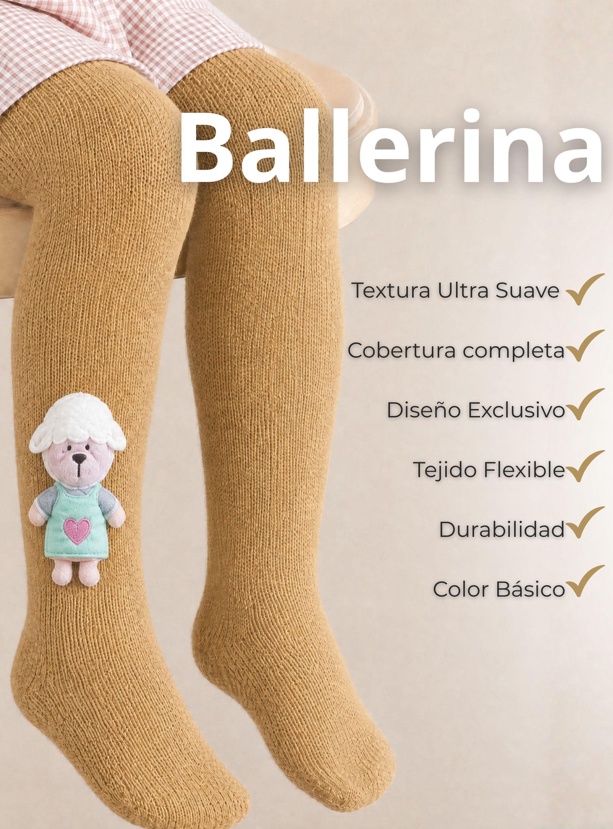Panty 3D Osito Café Tejida Niña Ballerina 78% de Algodón Premium-4
