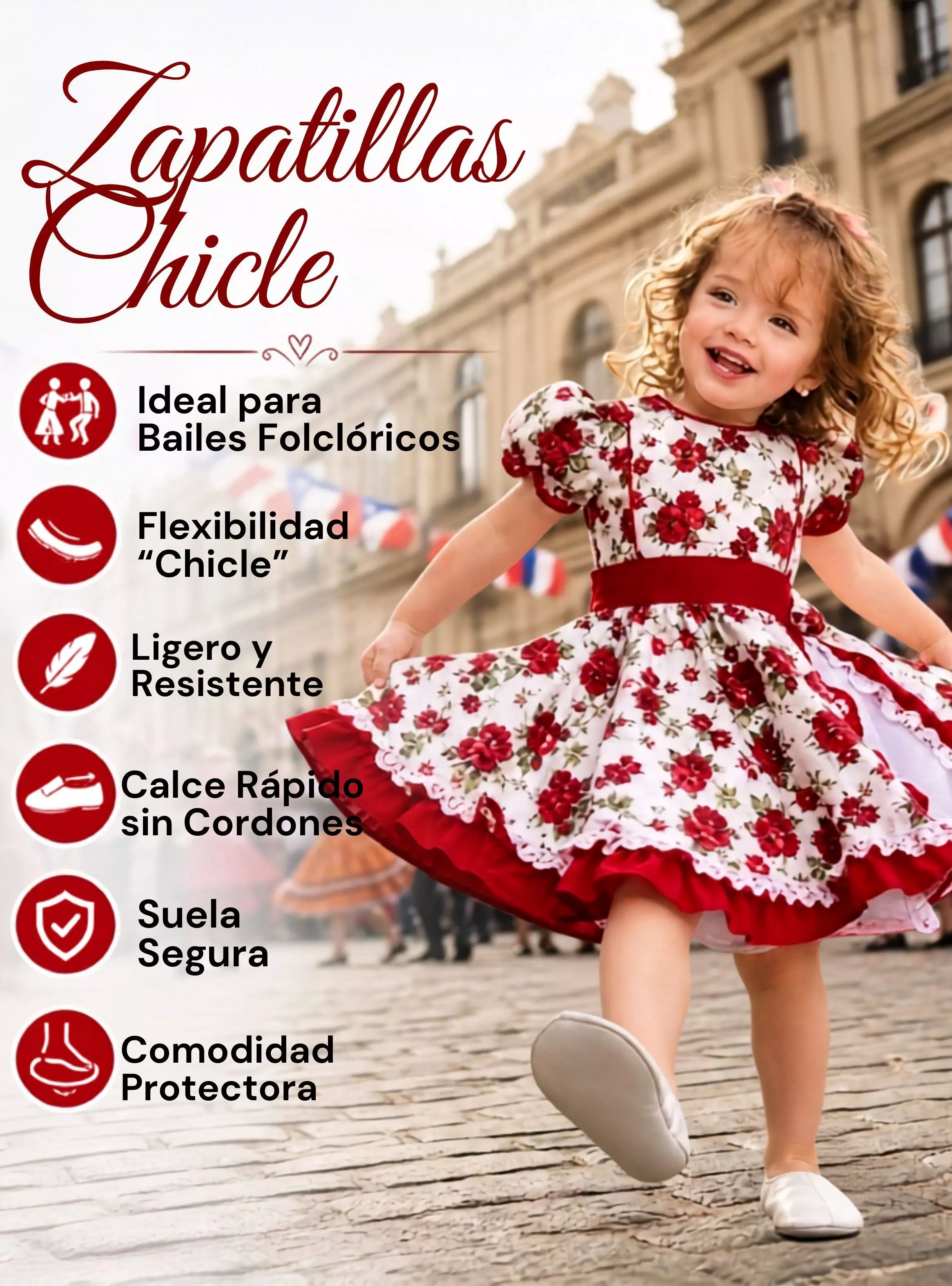 1 Par Zapatillas Chicle Blancas de Niñas Bailes Danza Fiestas Patrias Tallas 24 25 26 27 28 29-3