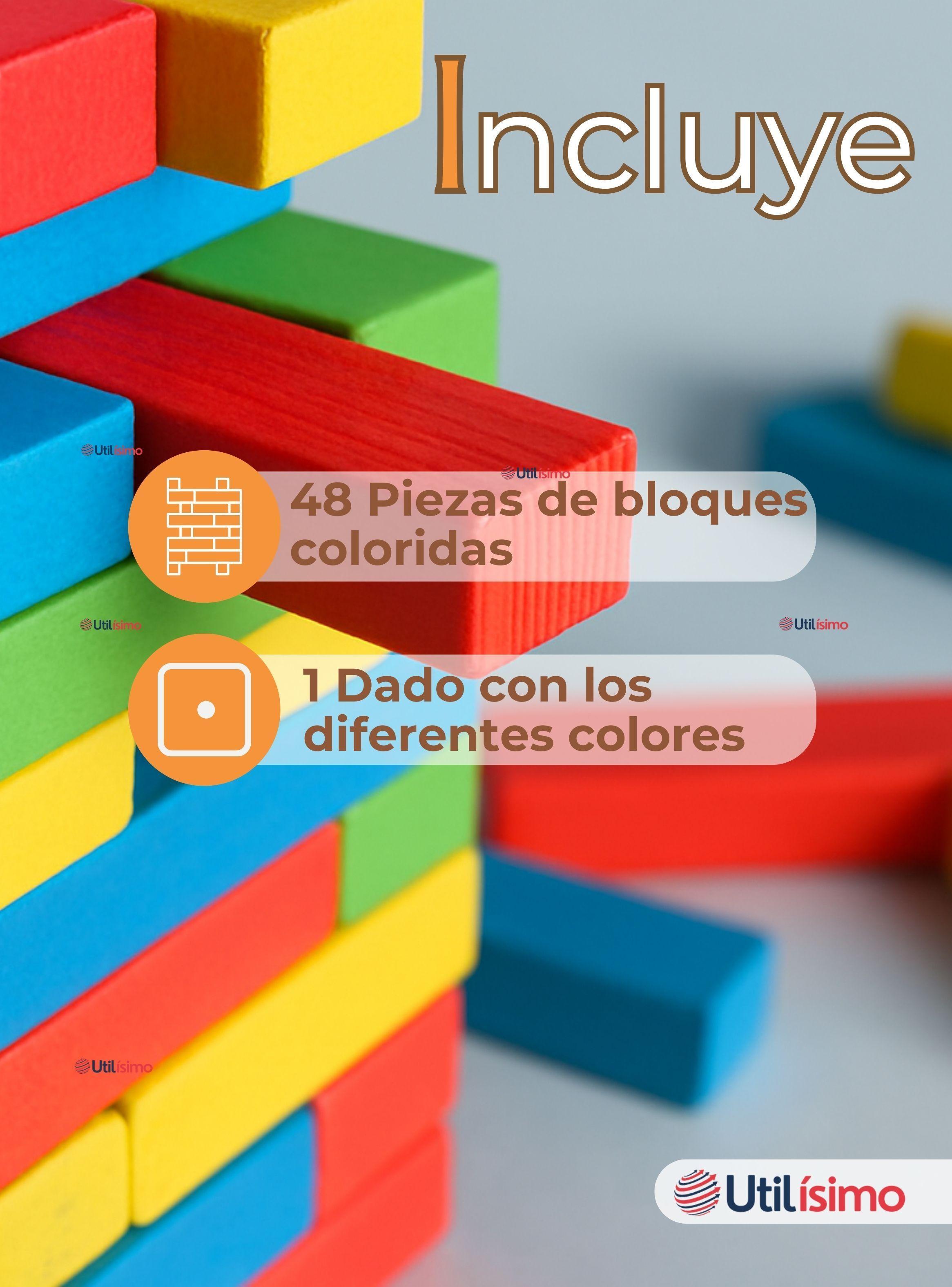 Jenga Juego De Mesa de 48 Piezas Multicolor Madera Original-2
