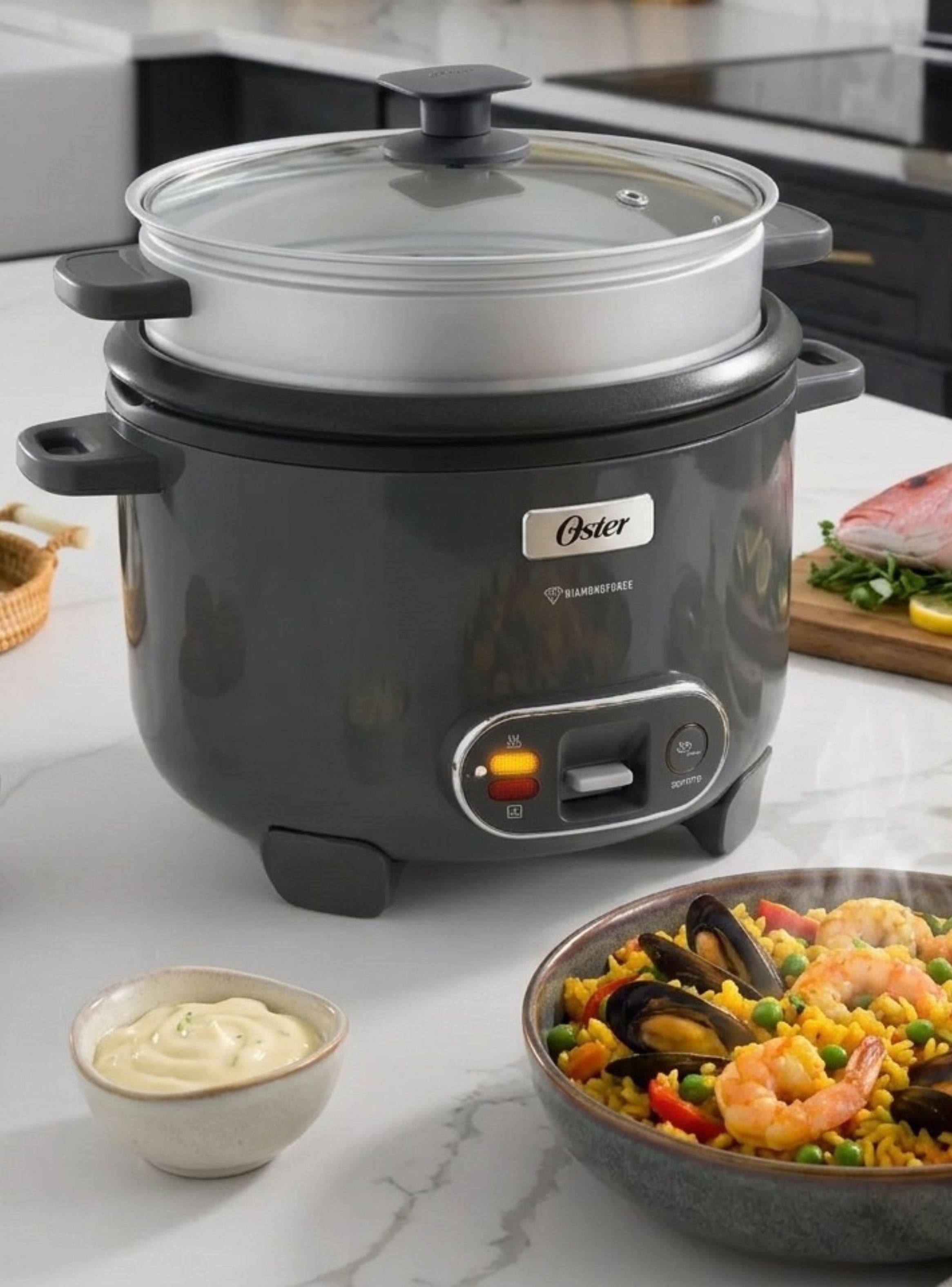 Oster Arrocera, 3 En 1, 12 Tazas de Capacidad, Función Sofrito, Vaporera,Oster DiamondForce-1