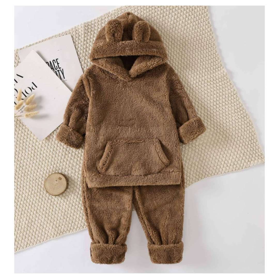 Set Invierno 2 Piezas Polerón Capucha y Pantalón Unisex Café Oscuro Jump Kids-1