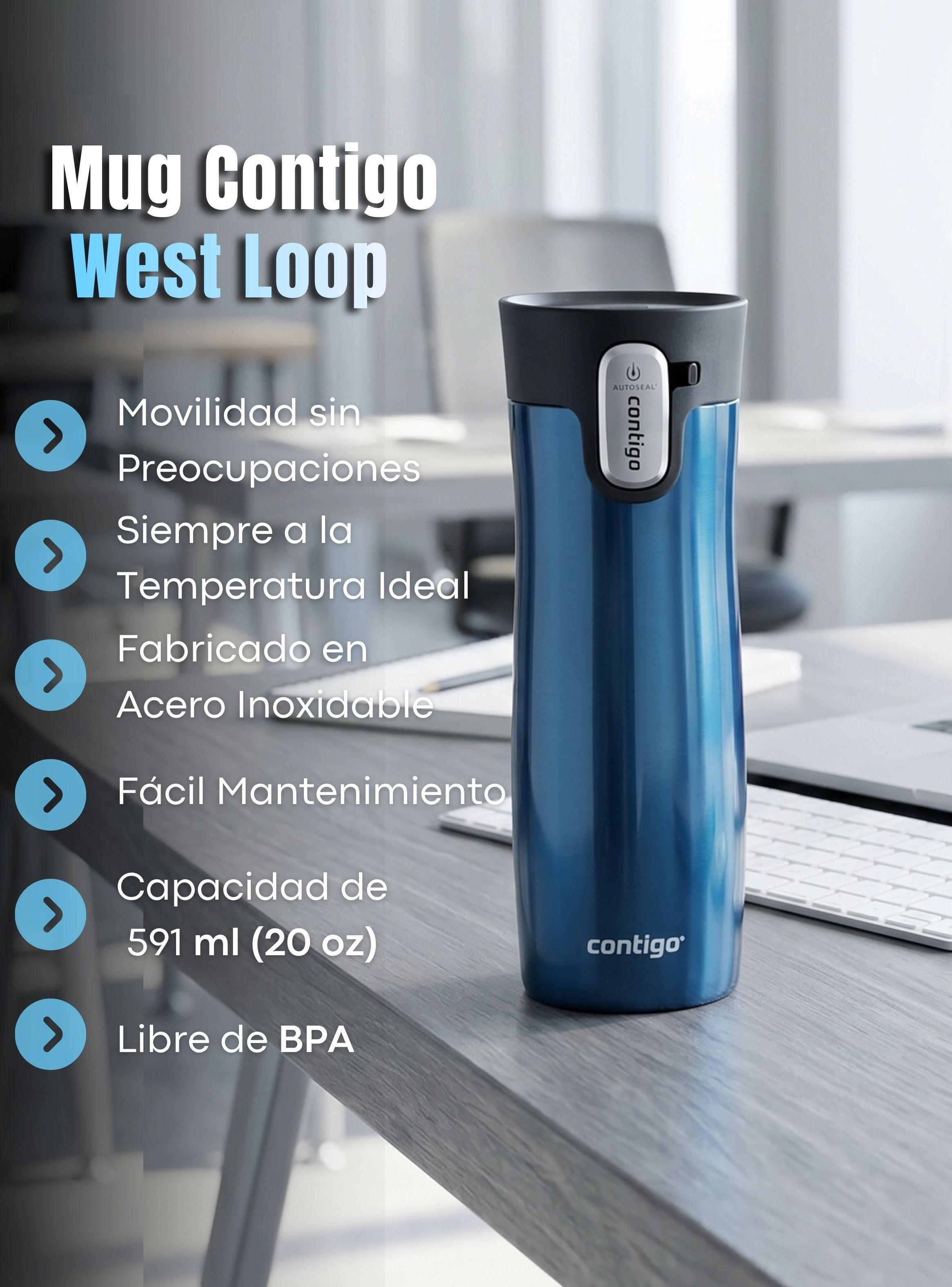 Vaso Térmico West Loop Autoseal Azul Contigo 591 ML de Acero Inoxidable-3