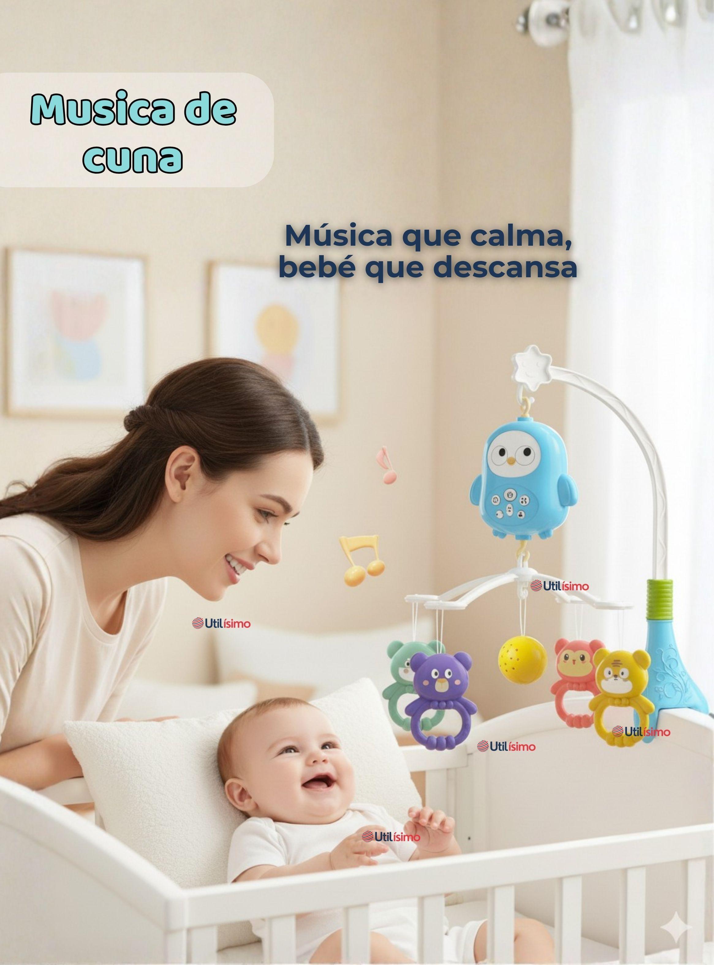 Móvil Sonajero Giratorio Musical para Bebé Niño Azul-7