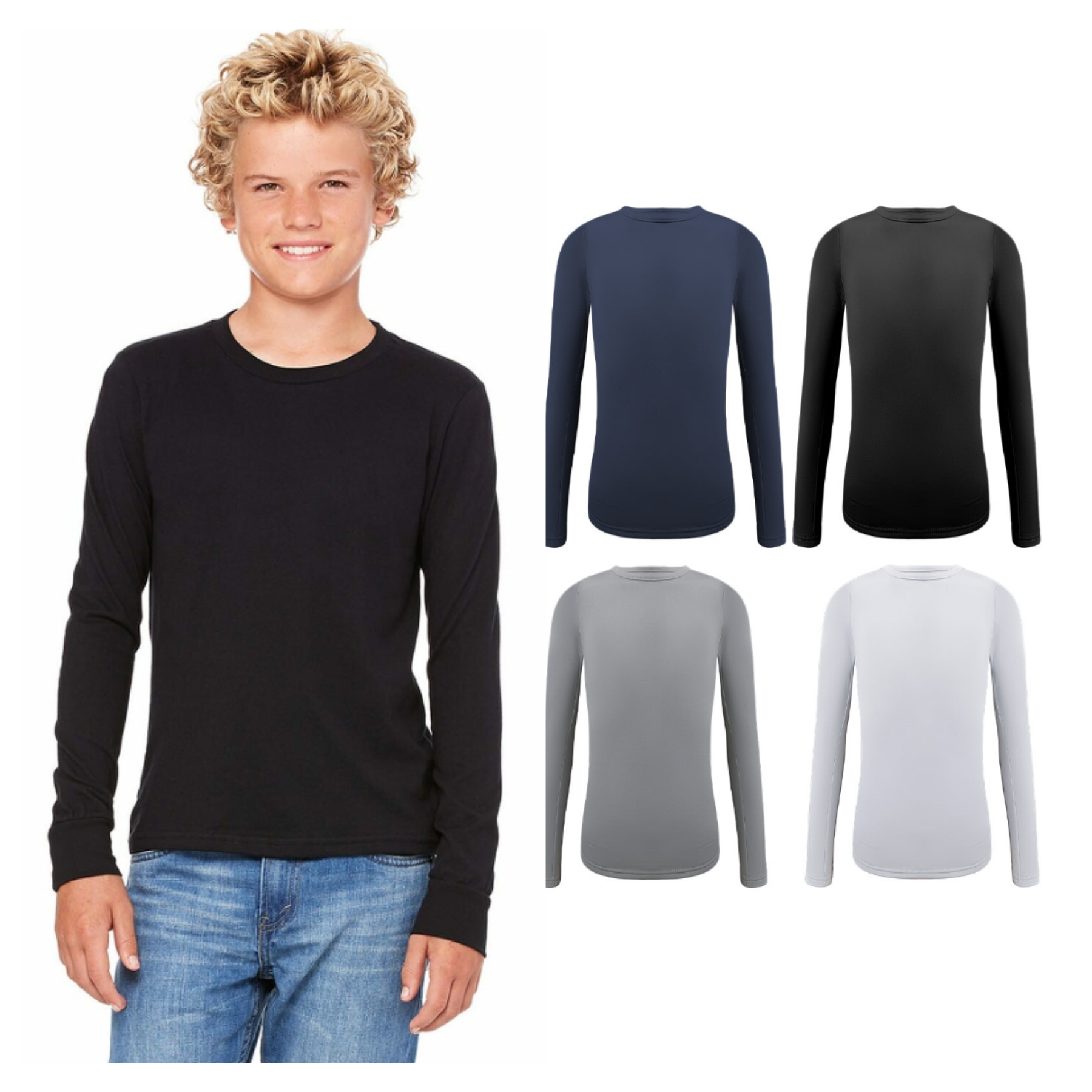 Pack 2 Camisetas Polera Polar Niño Primera Capa-0