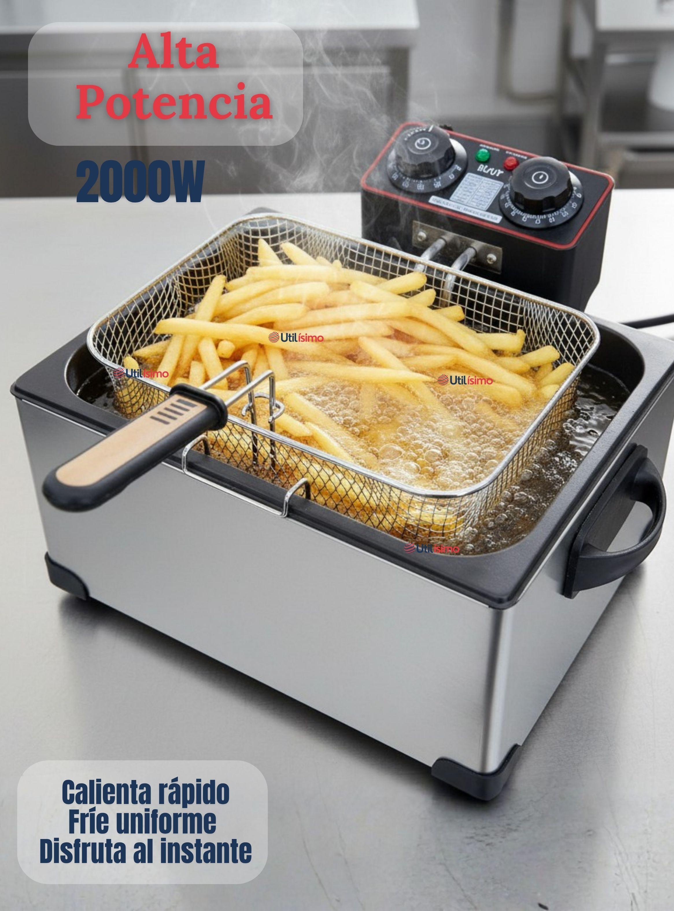 Freidora Aceite Eléctrica Capacidad 5 Litros 2000W potencia de Acero Inoxidable-4