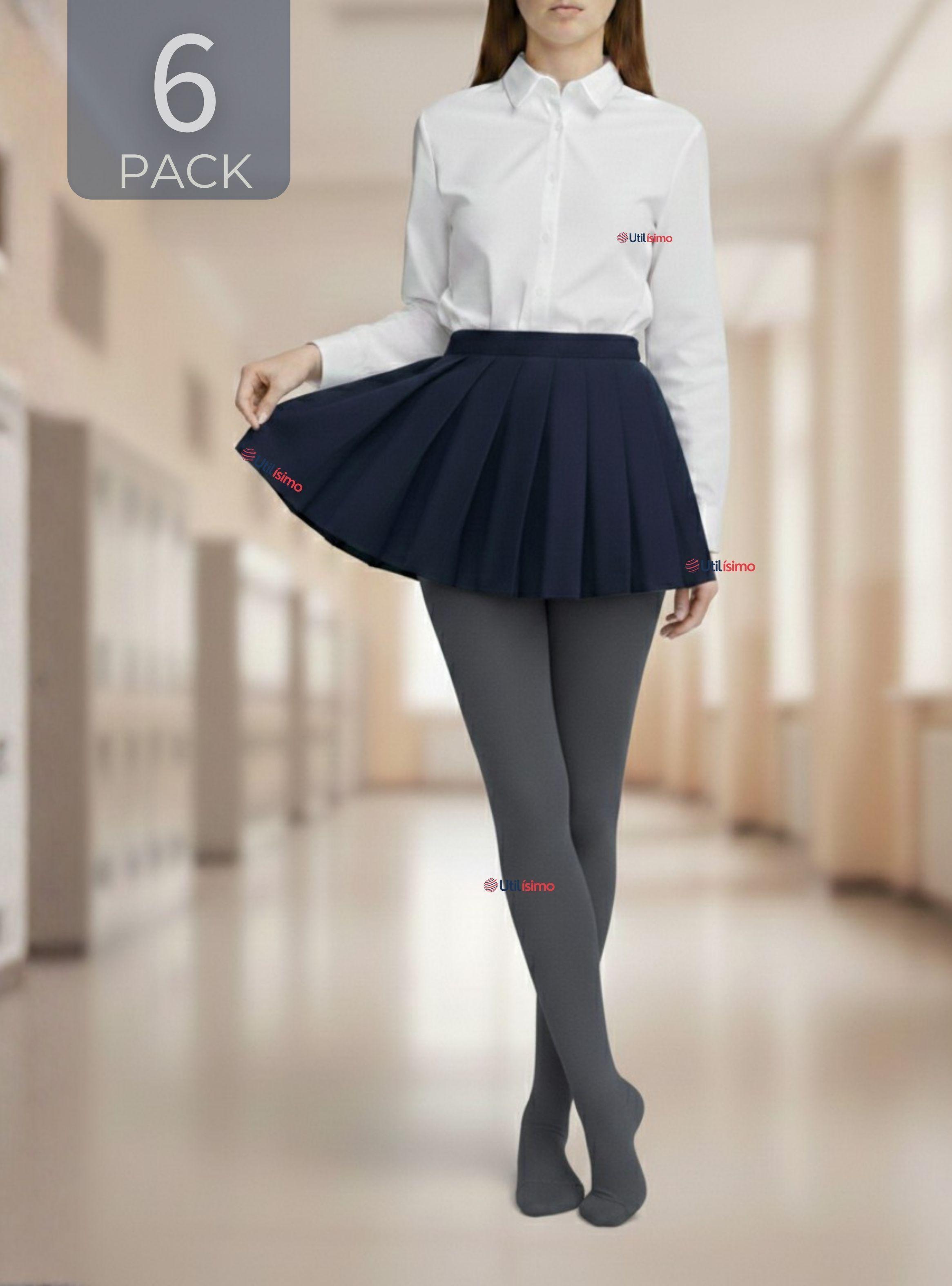 Pack 6 Ballerinas Elasticadas Escolares Niña Algodón Gris-0