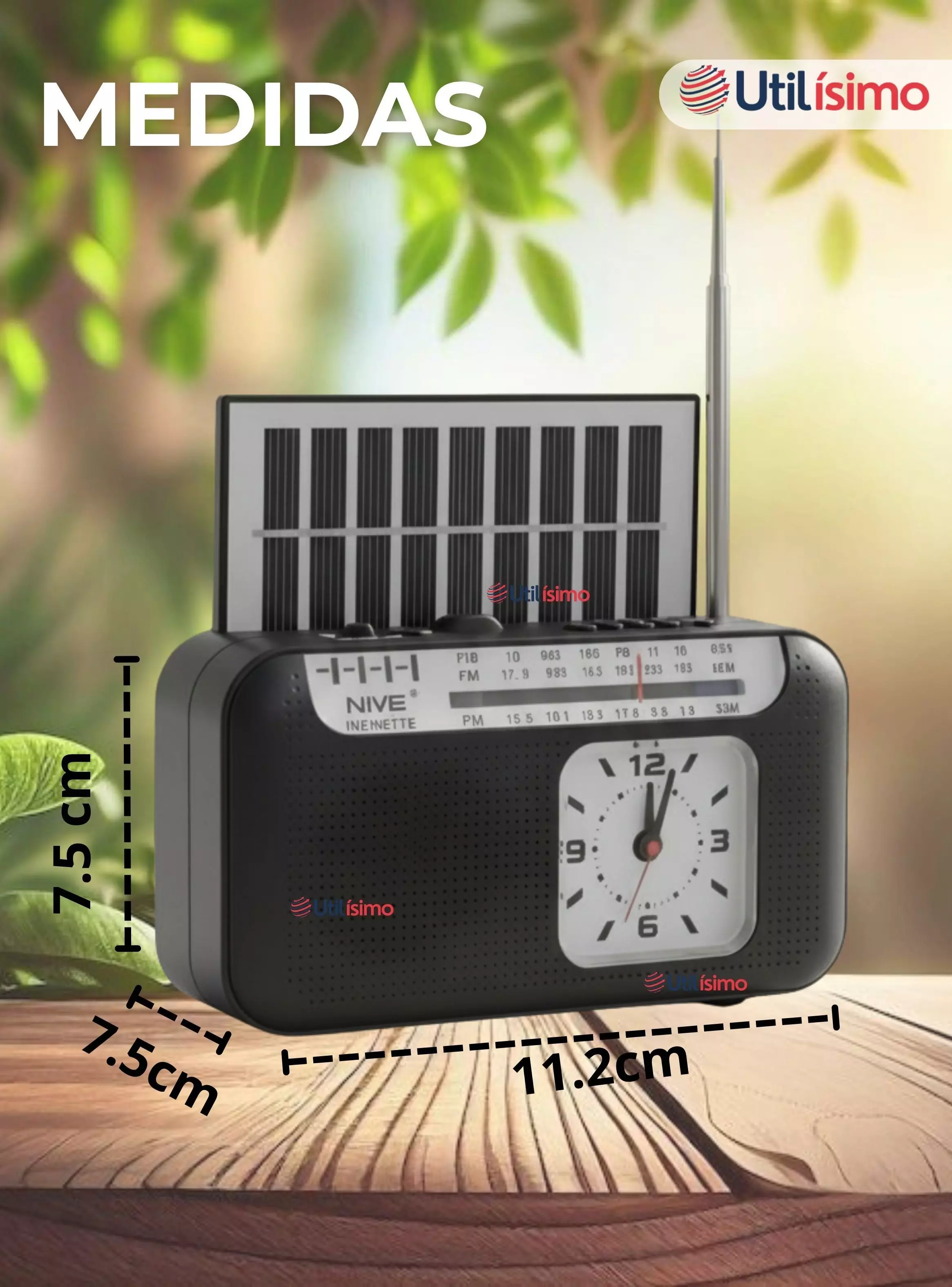Radio Solar Portátil Recargable Bluetooth AM/FM-3