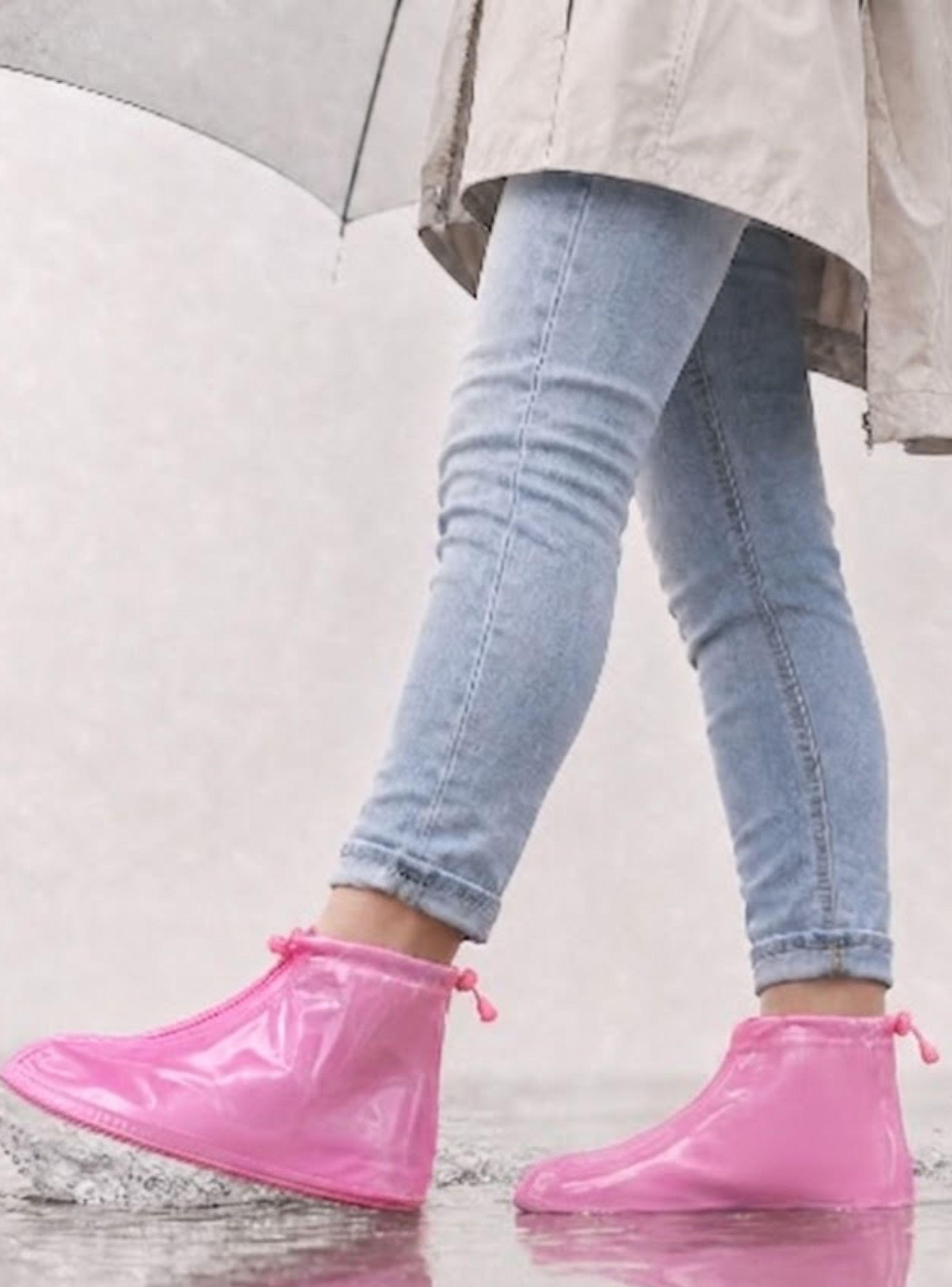 Fundas Cubre Calzado Impermeables Mujer Aislante Lluvia 1 Par Rosado-1