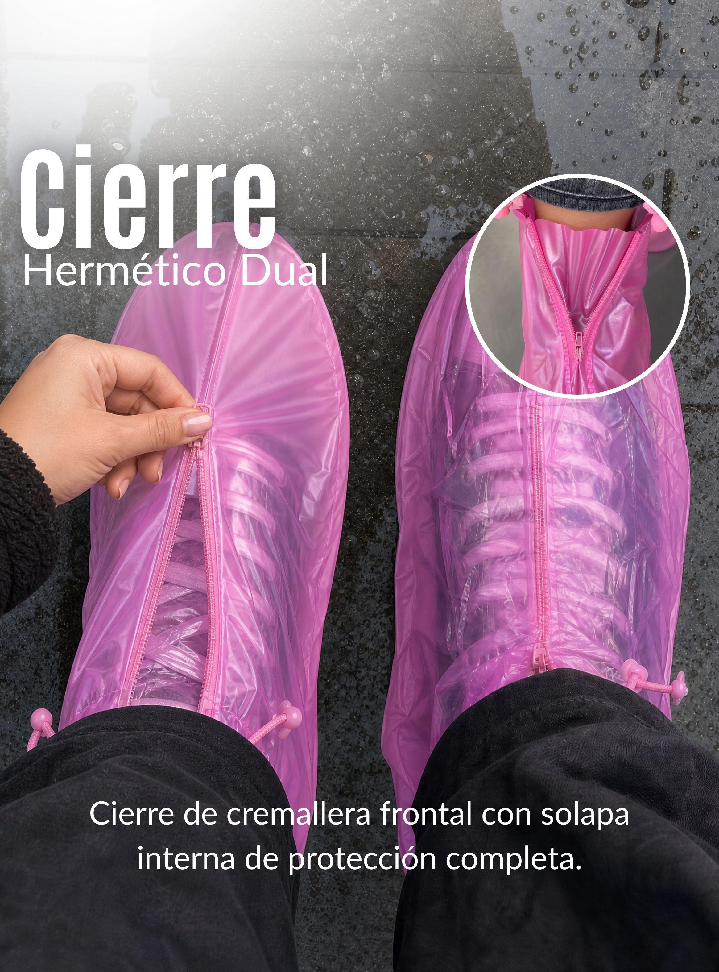 Fundas Cubre Calzado Impermeables Mujer Aislante Lluvia 1 Par Rosado-7