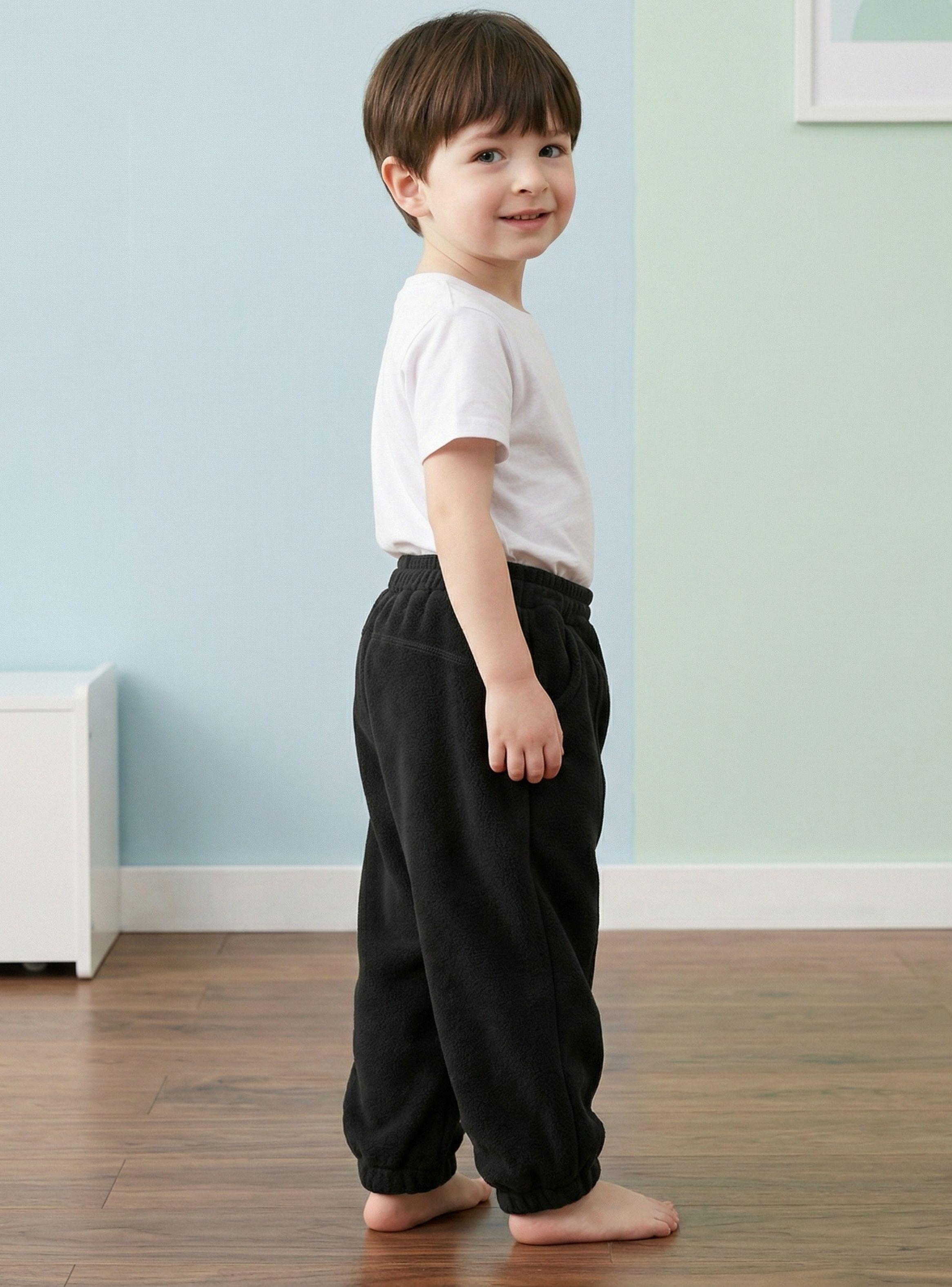 Buzo Pantalón Forrado Polar Negro Invierno Bebé Niño-1