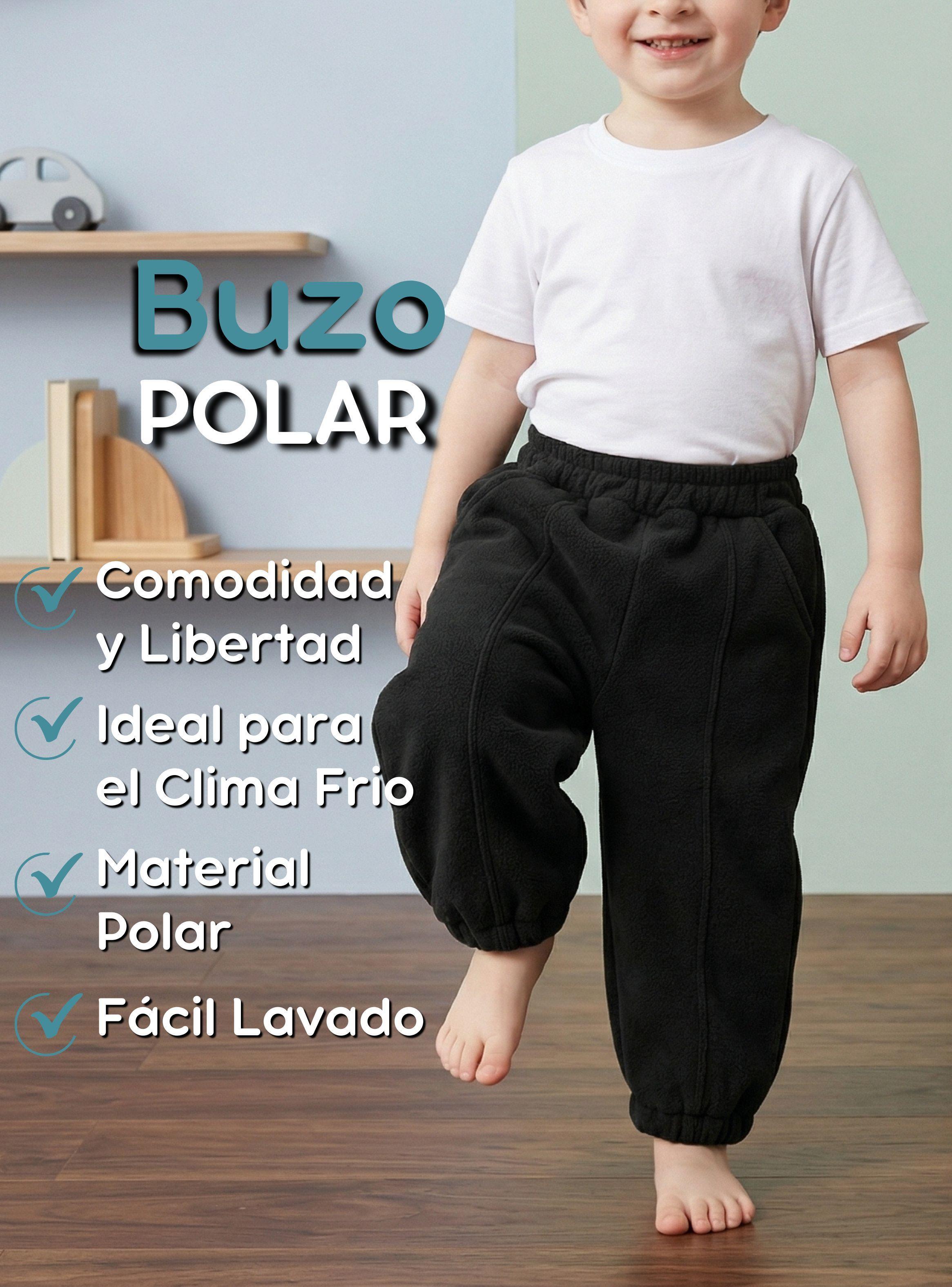 Buzo Pantalón Forrado Polar Negro Invierno Bebé Niño-6