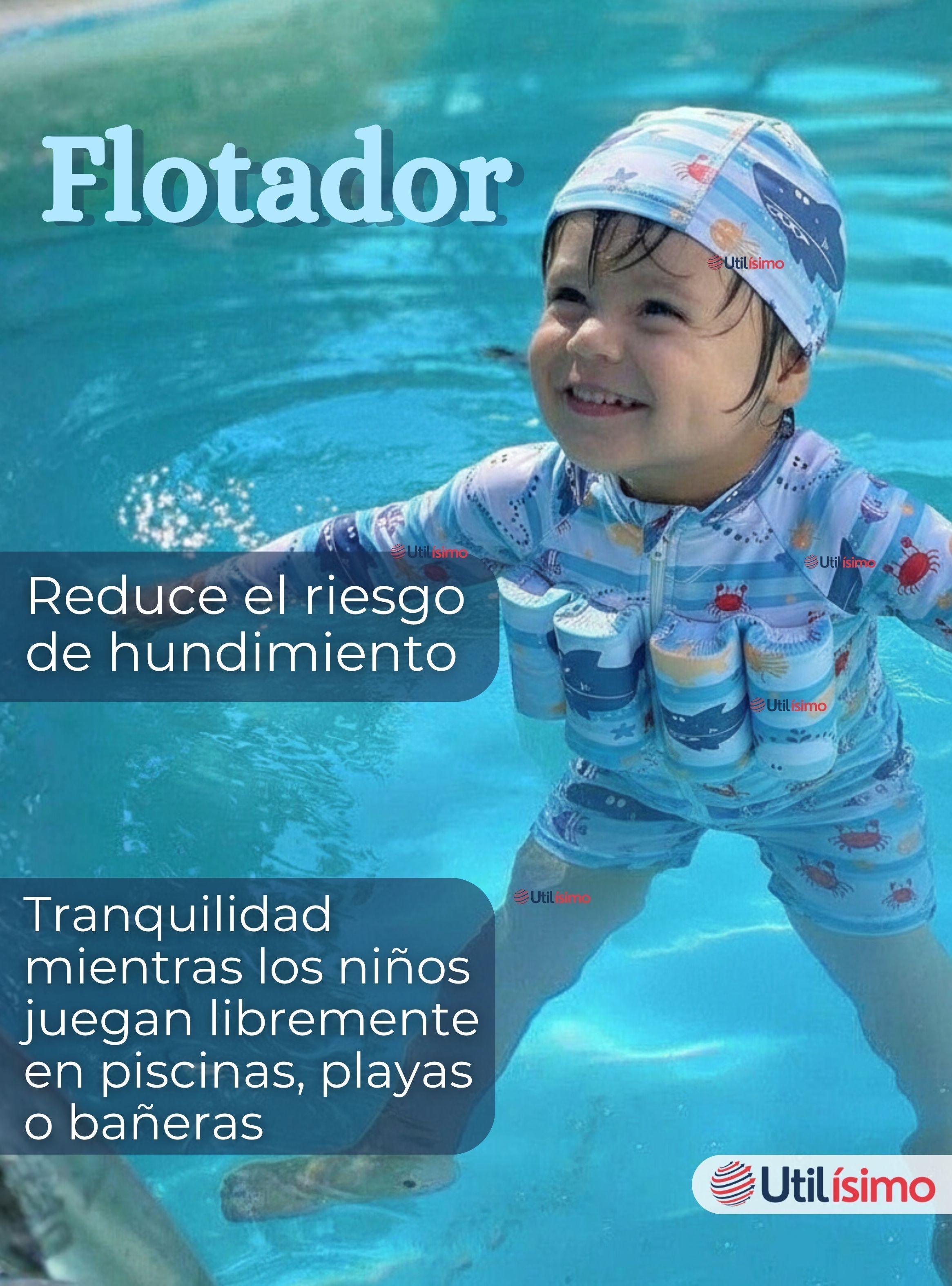 Traje de Baño Enterito con Flotador y Gorro de Baño Niño 2 Piezas 9 a 36 Meses Blue Sea-2