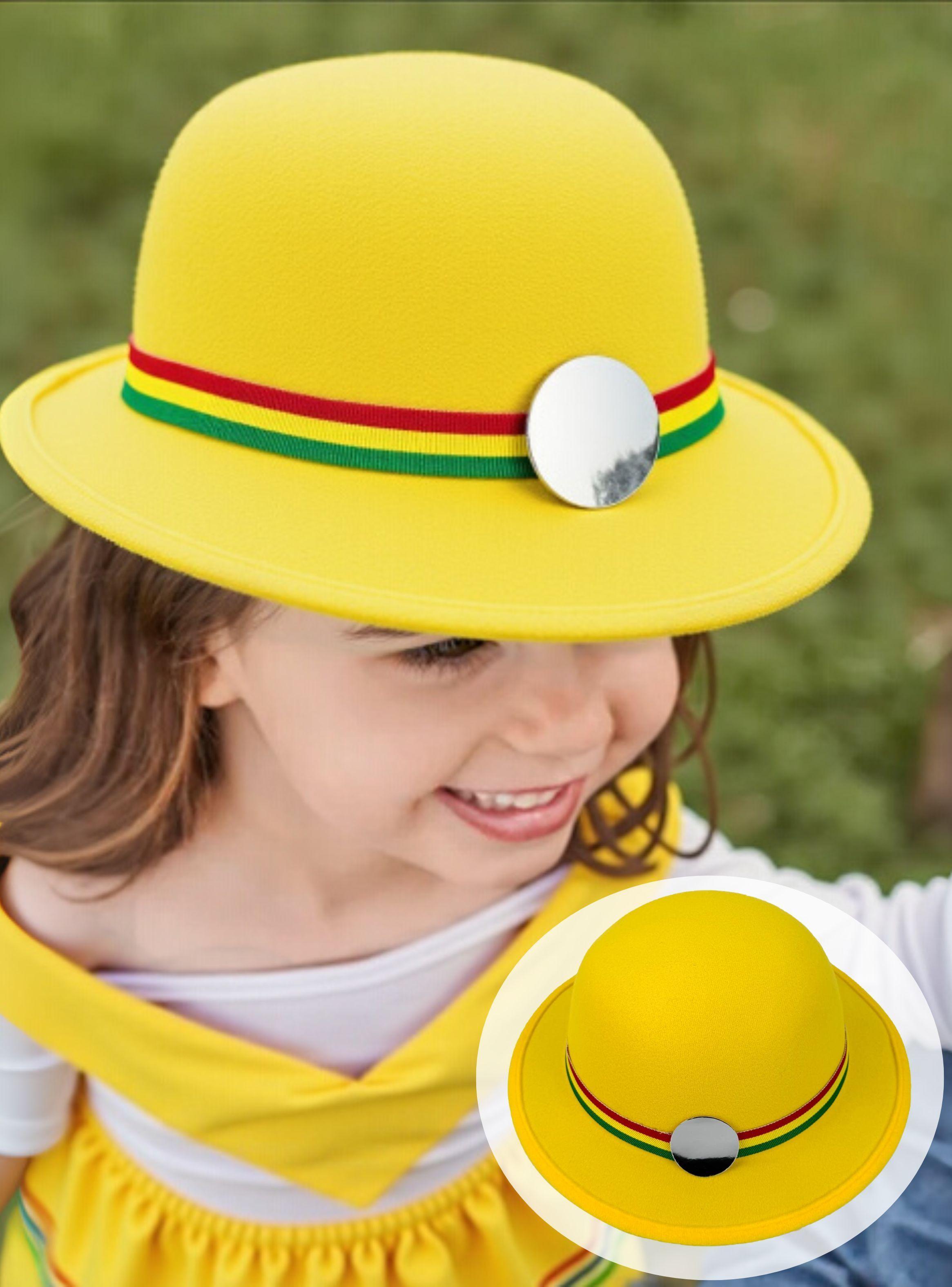 Sombrero Nortino Fiestas Patrias Gorro Niña Baile Danzas Color Amarillo-0