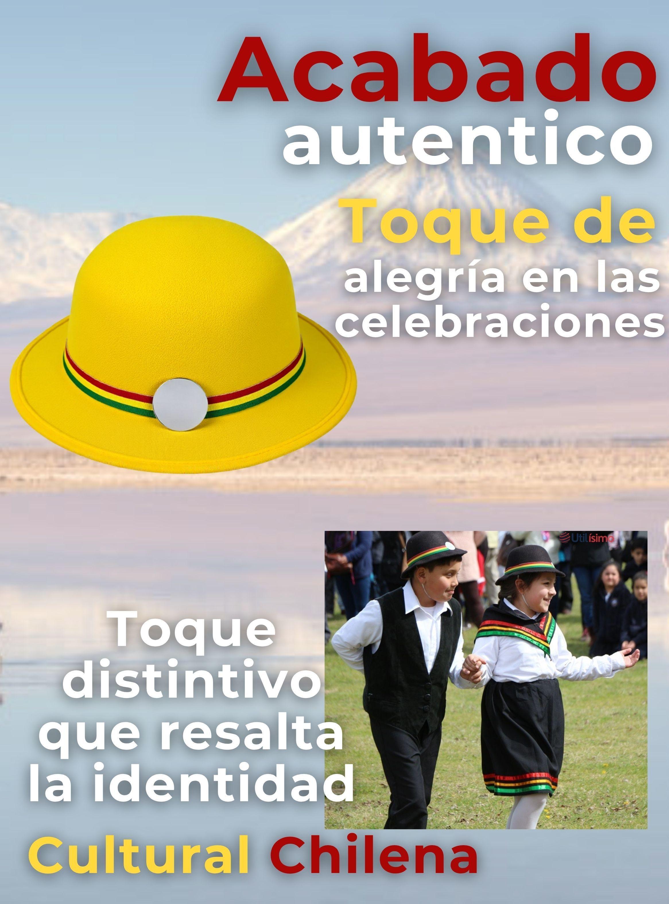 Sombrero Nortino Fiestas Patrias Gorro Niña Baile Danzas Color Amarillo-7