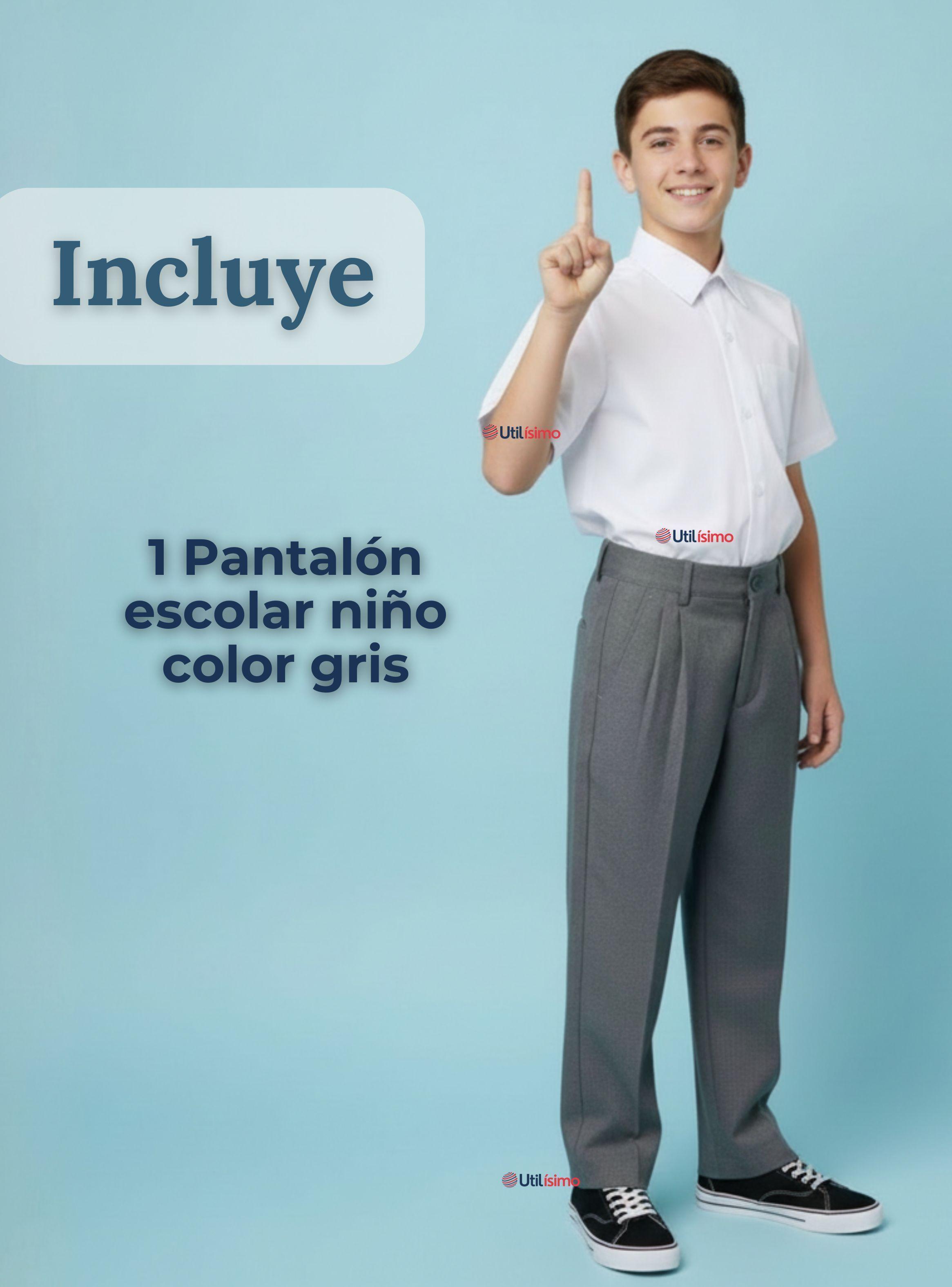 Pantalón Escolar Colegio Clásico Color Gris Niño y Juvenil-2
