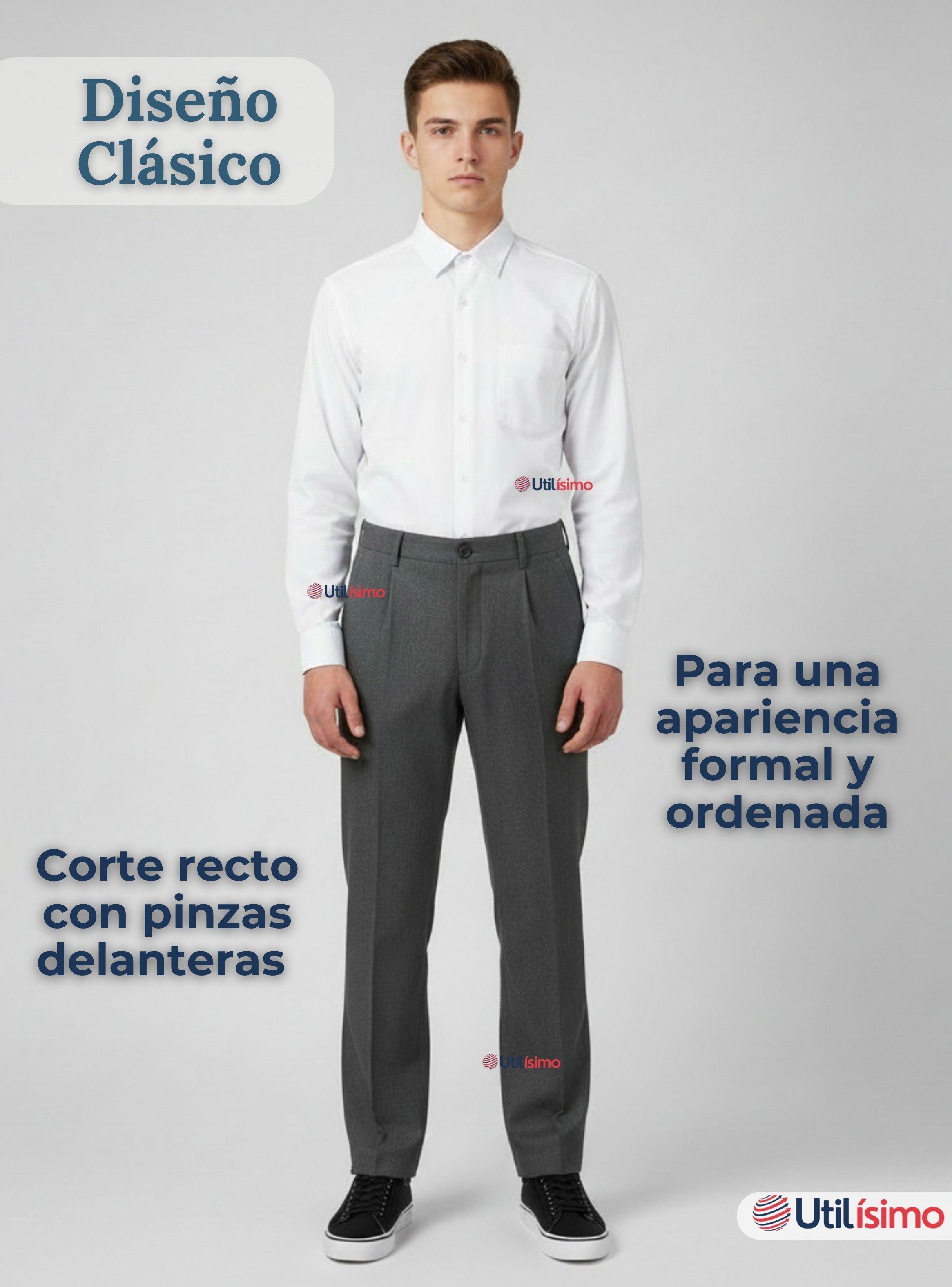 Pantalón Escolar Colegio Clásico Color Gris Niño y Juvenil-5