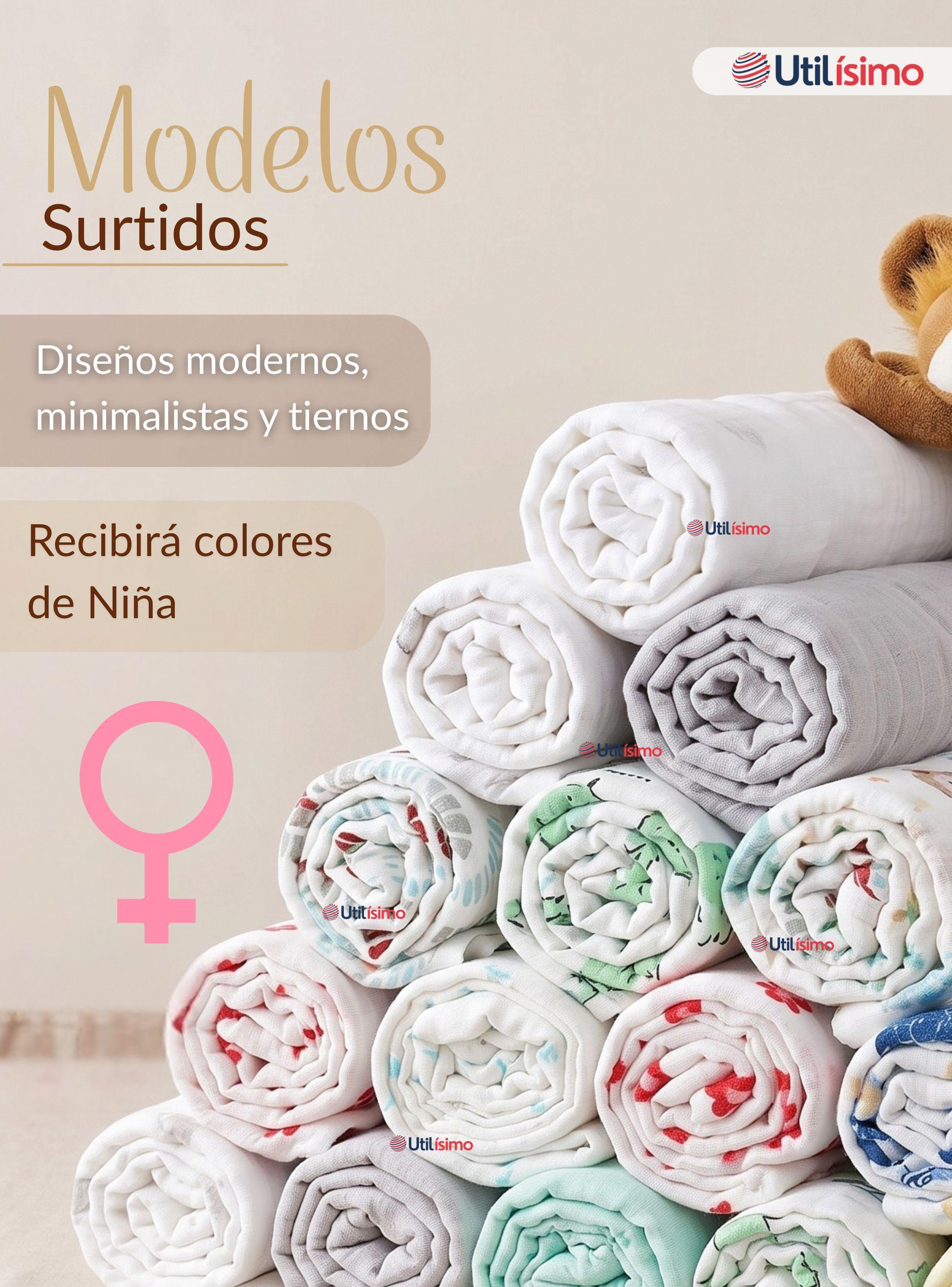 Pack 3 Mantas Muselina 70x 70 CM Bebé Niña Multiusos 100% Algodón Diseños Surtidos-5