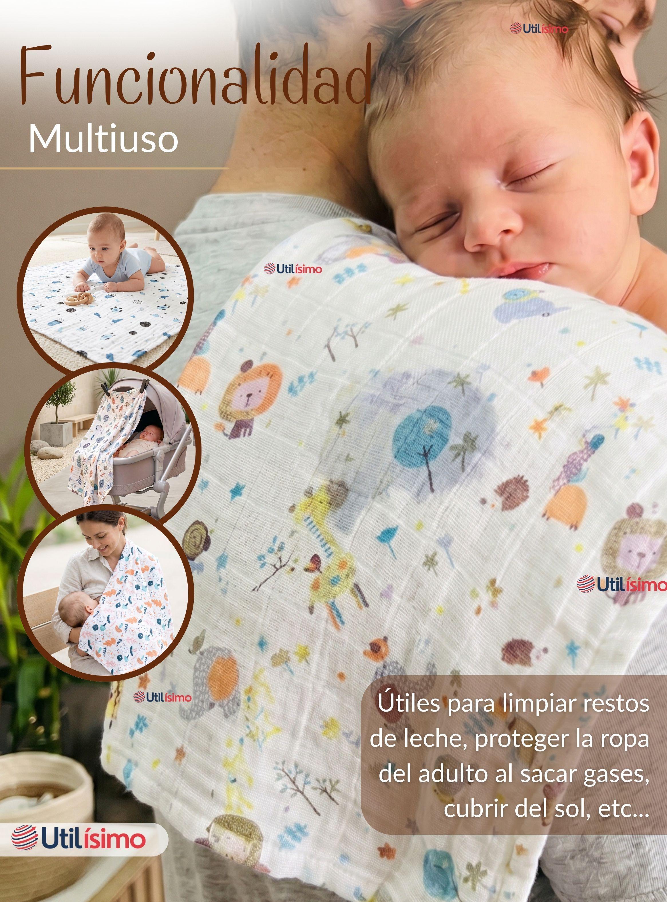 Pack 3 Mantas Muselina 70x 70 CM Bebé Niña Multiusos 100% Algodón Diseños Surtidos-6