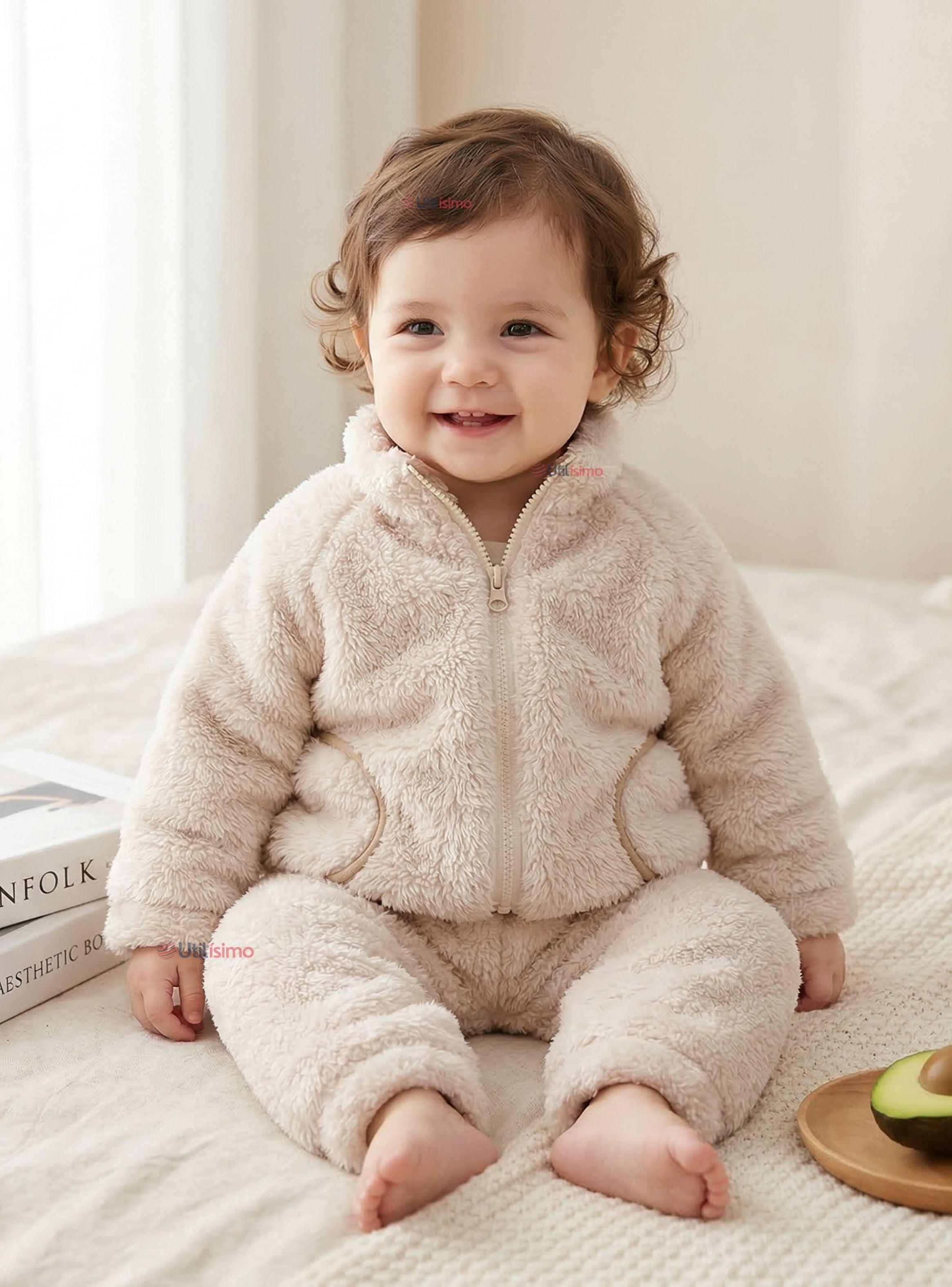 Conjunto 2 Piezas Buzo Polerón Pantalón Bebe Niña Poliéster Beige-0