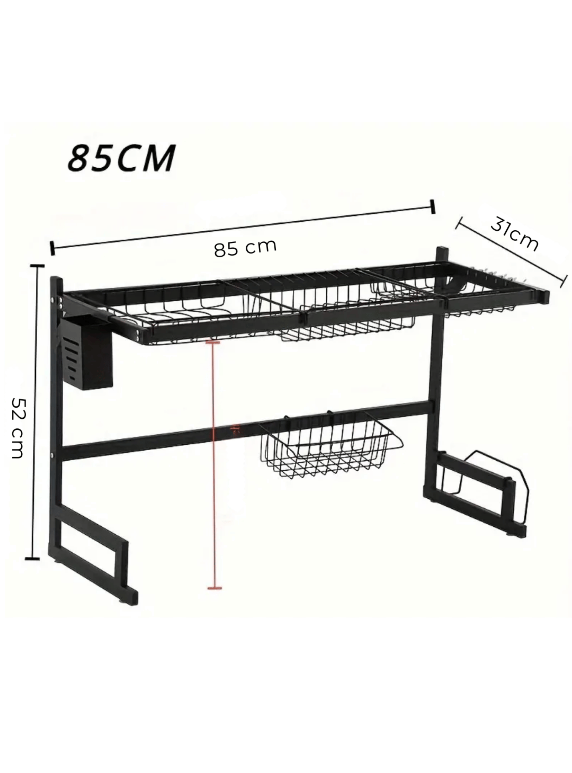 Escurridor Trastes Platos Fregadero 2 Niveles Ajustable Acero al Carbono Inox-2