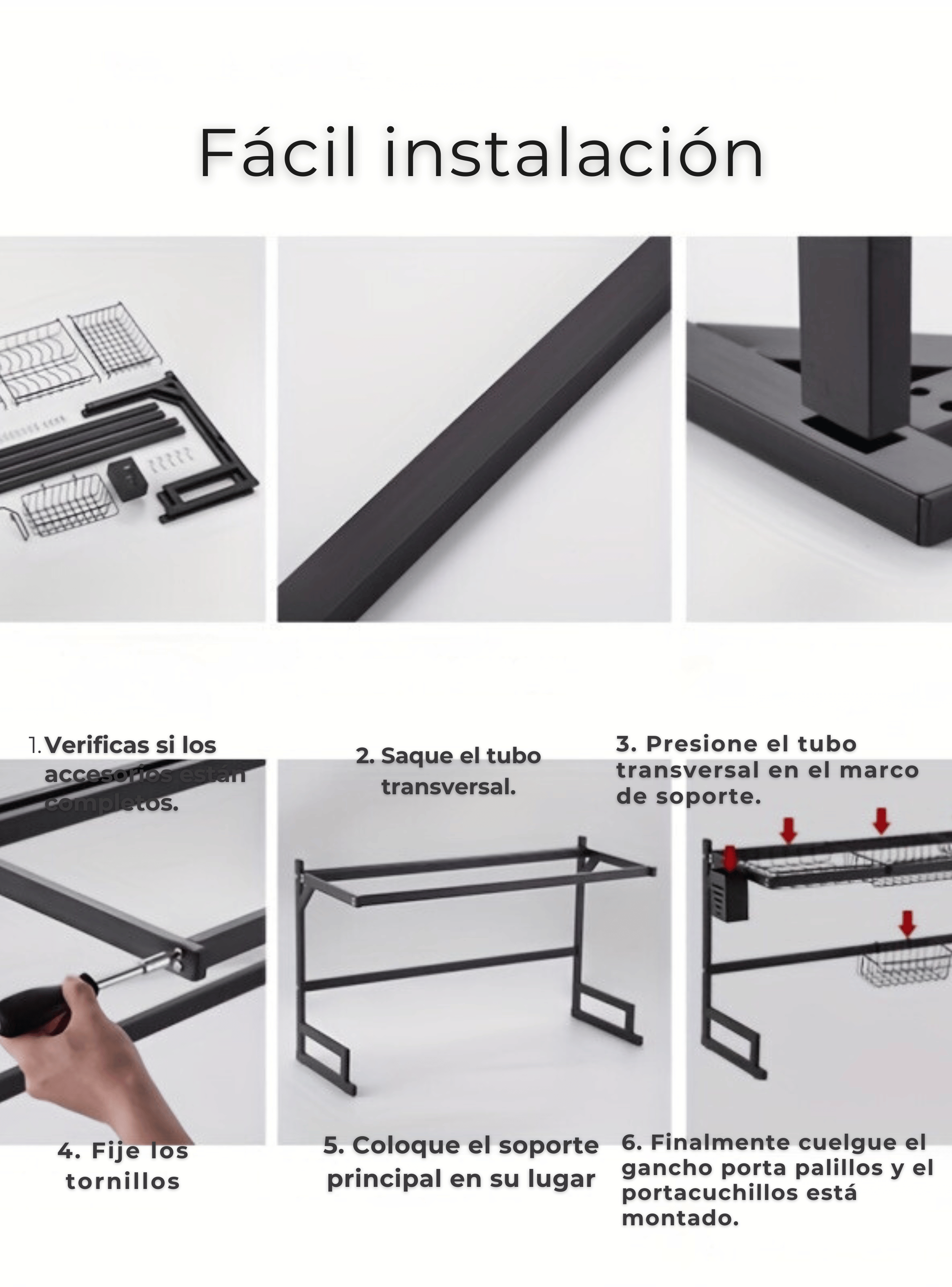 Escurridor Trastes Platos Fregadero 2 Niveles Ajustable Acero al Carbono Inox-3