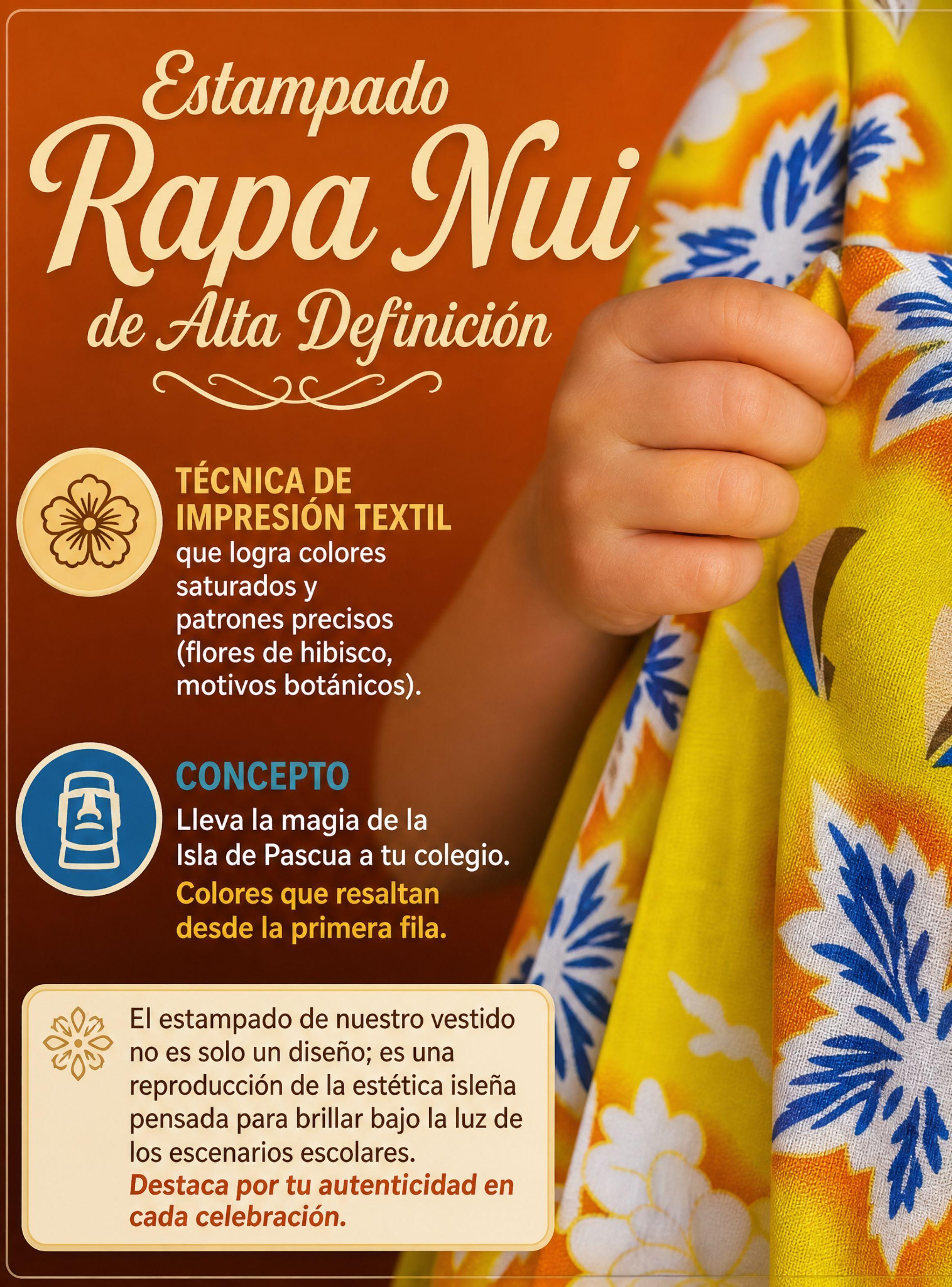 Pareo Pascuense Niña Hawaiano Amarillo Danza Fiestas Patrias-7