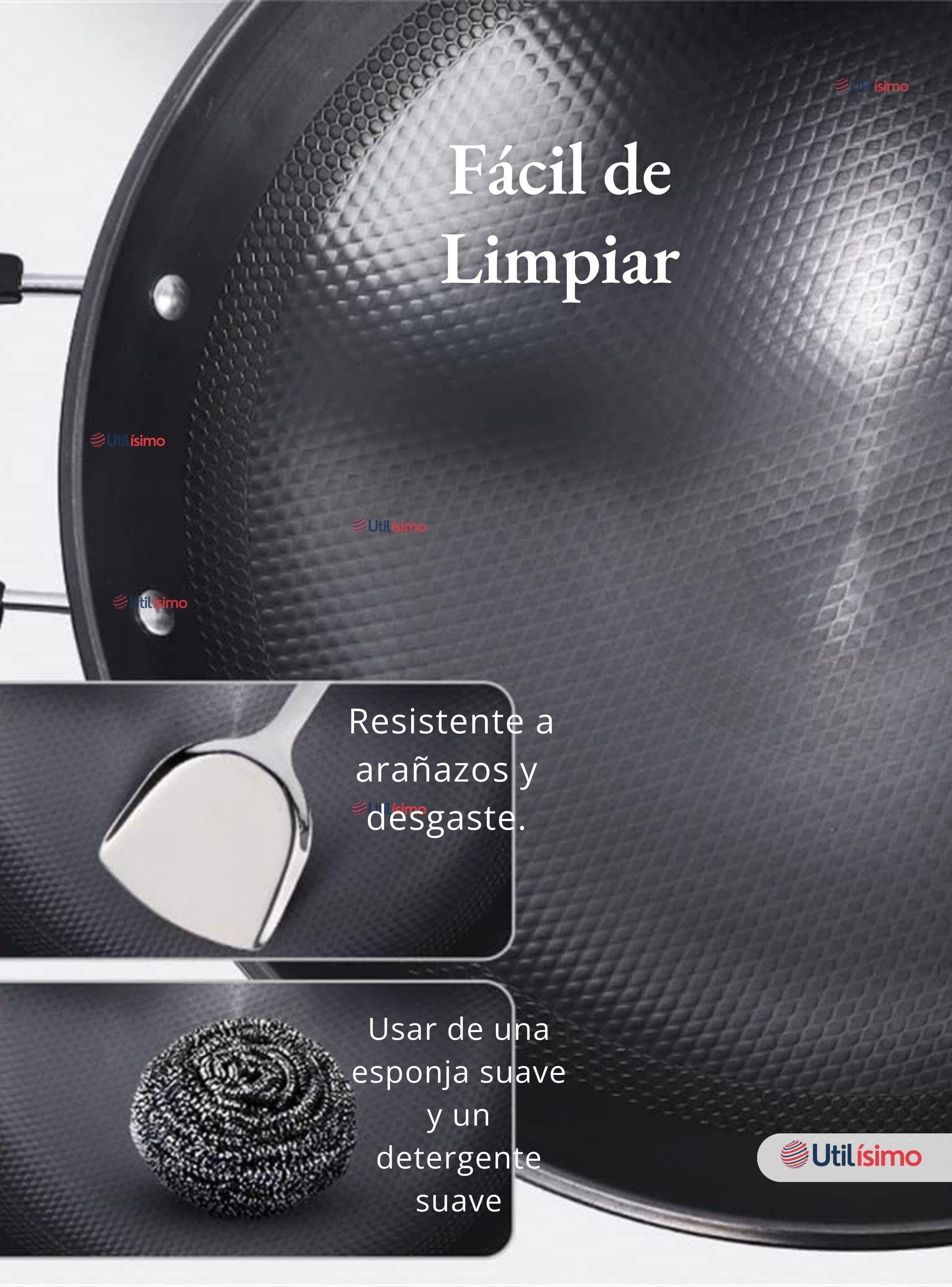 Wok Acero Inoxidable Antiadherente de 42 cm Negro-7