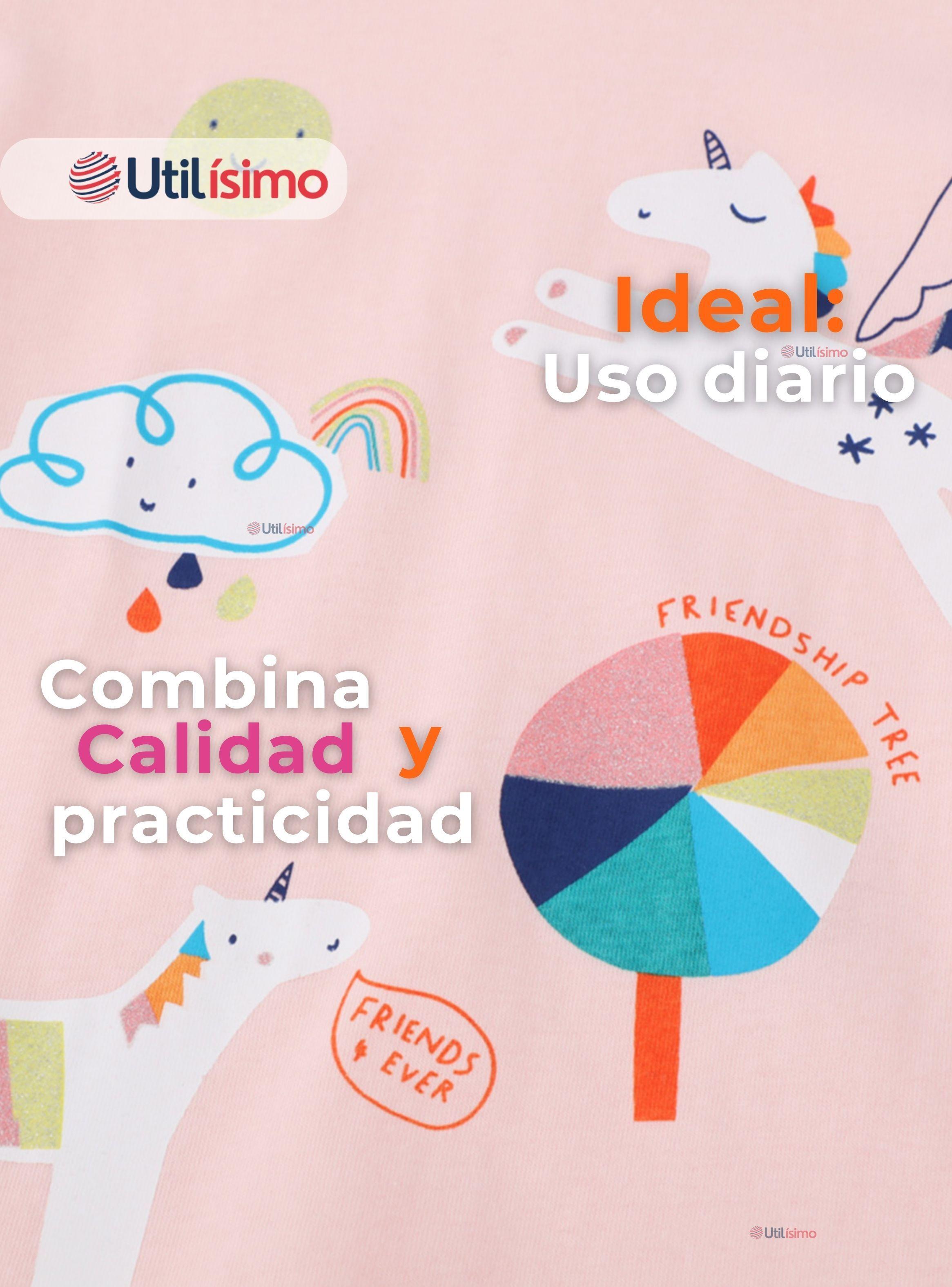 Polera Algodón Manga Larga Niña Camiseta Unicornios Rosado-3