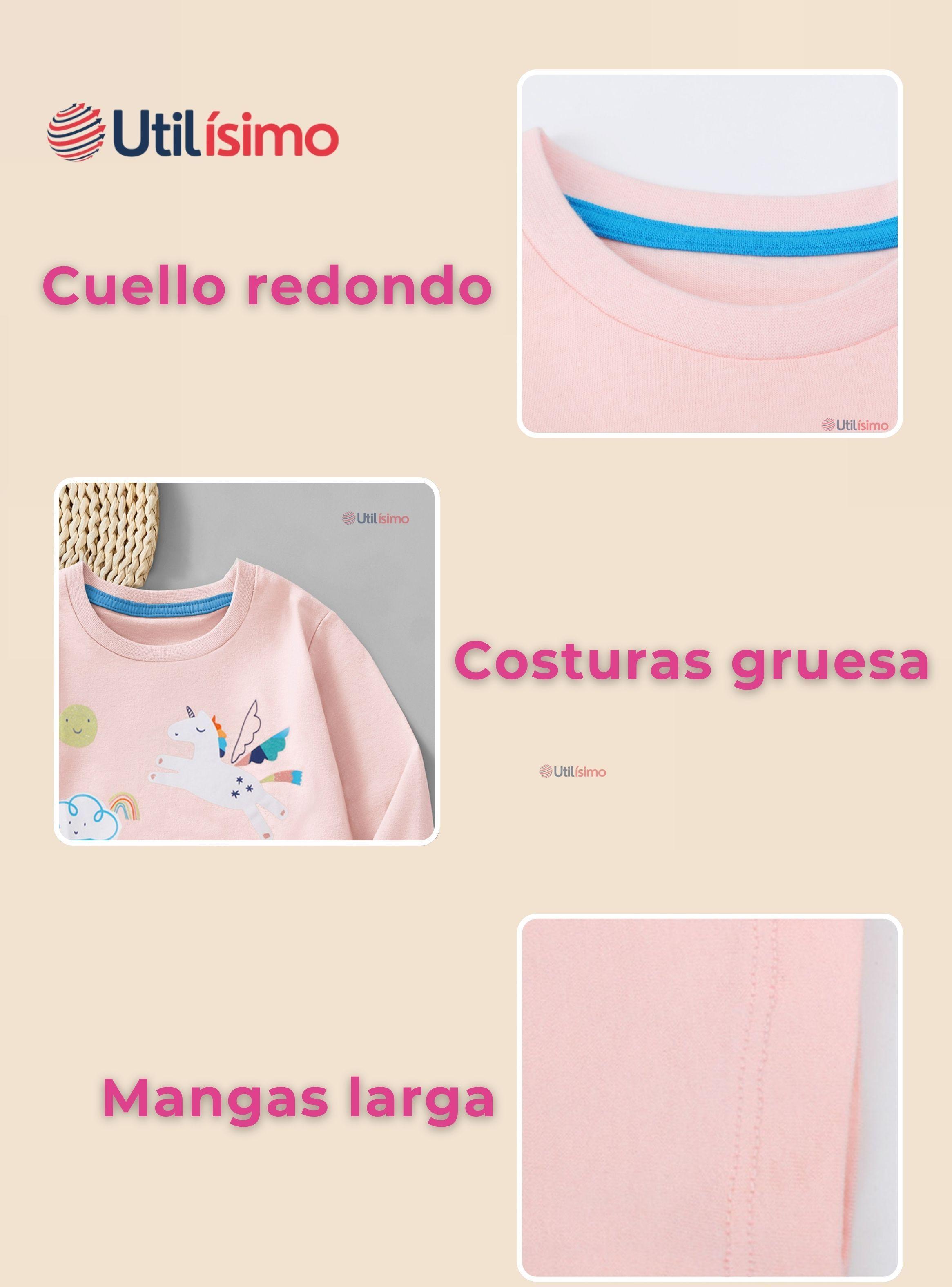 Polera Algodón Manga Larga Niña Camiseta Unicornios Rosado-4