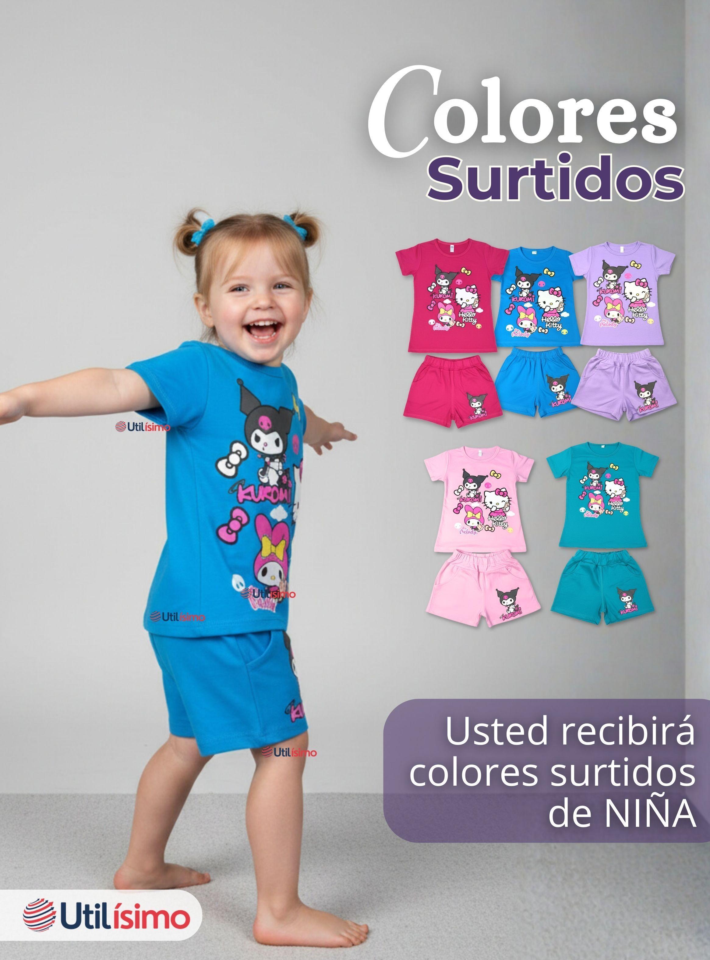 Conjunto Sanrio 100% Algodón Polera Pantalón Corto Niña Kuromi Hello Kitty My Melody-2