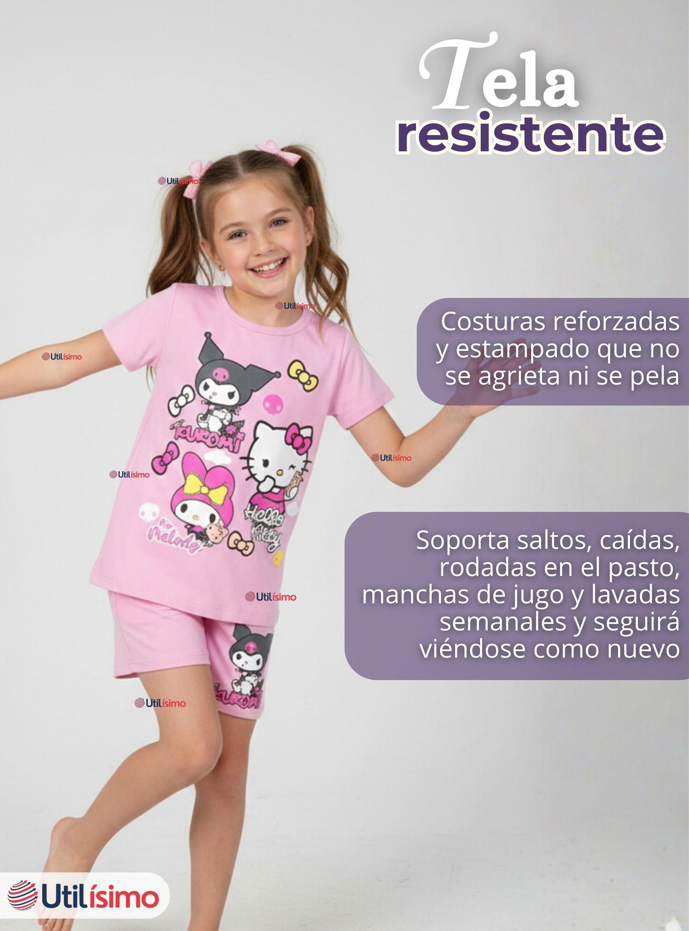 Conjunto Sanrio 100% Algodón Polera Pantalón Corto Niña Kuromi Hello Kitty My Melody-4