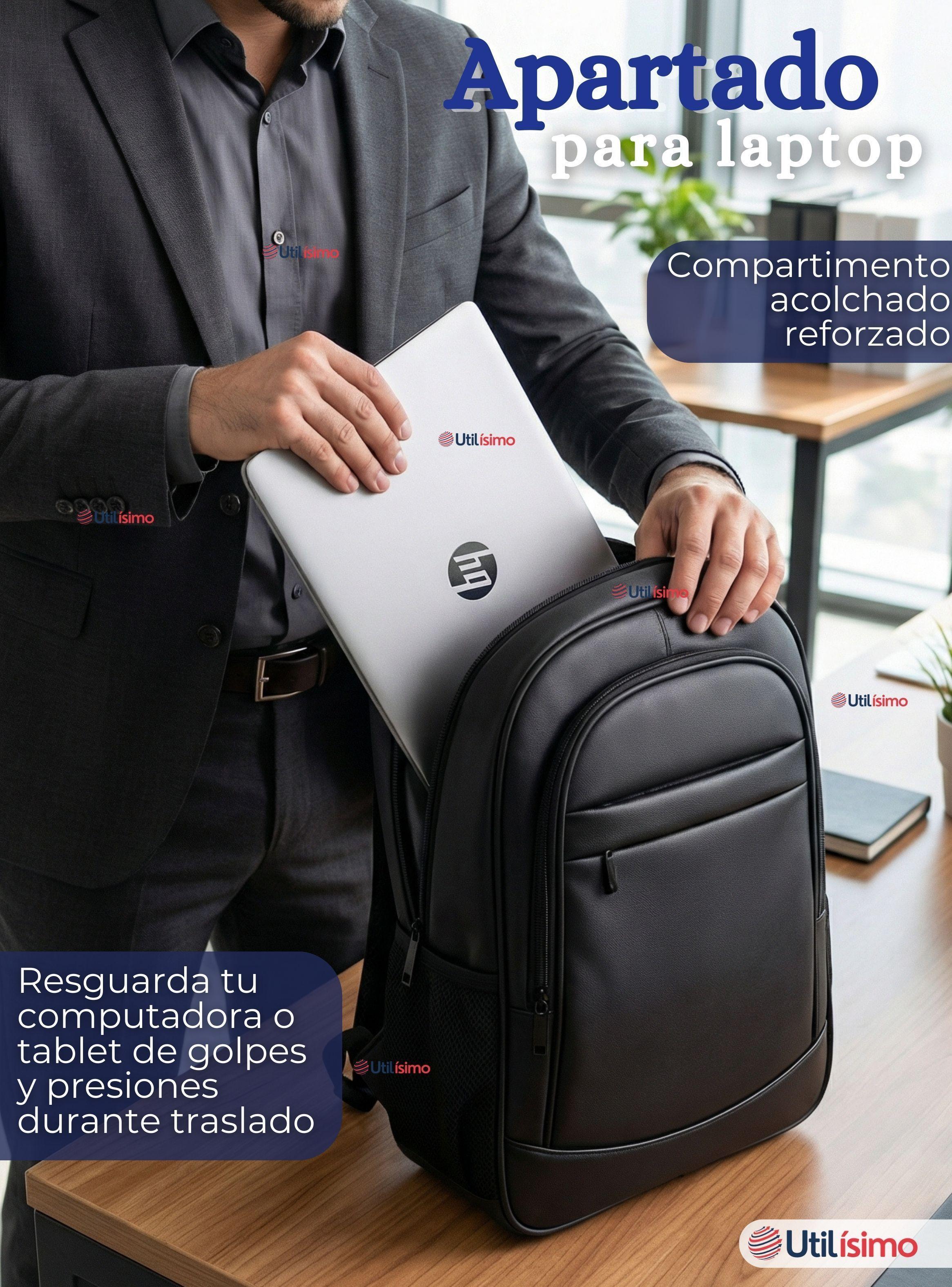 Mochila Escolar Universitaria Notebook Impermeable Resistente 48cm Negro 25L-3