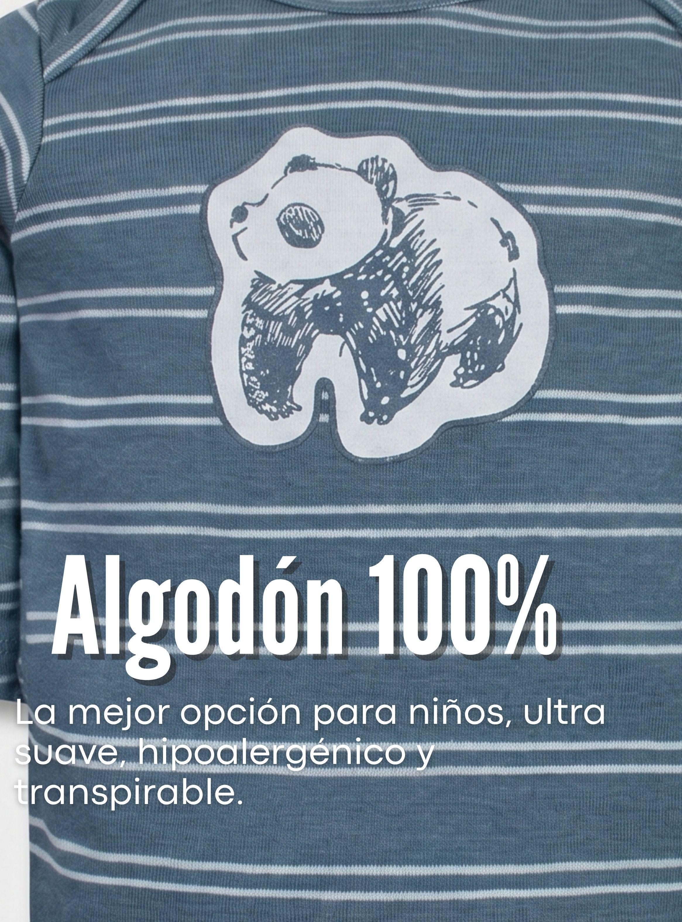 Pack 5 Bodys Manga Larga 100% Algodón Tedmimak Panda Nature Bebé Niño-6