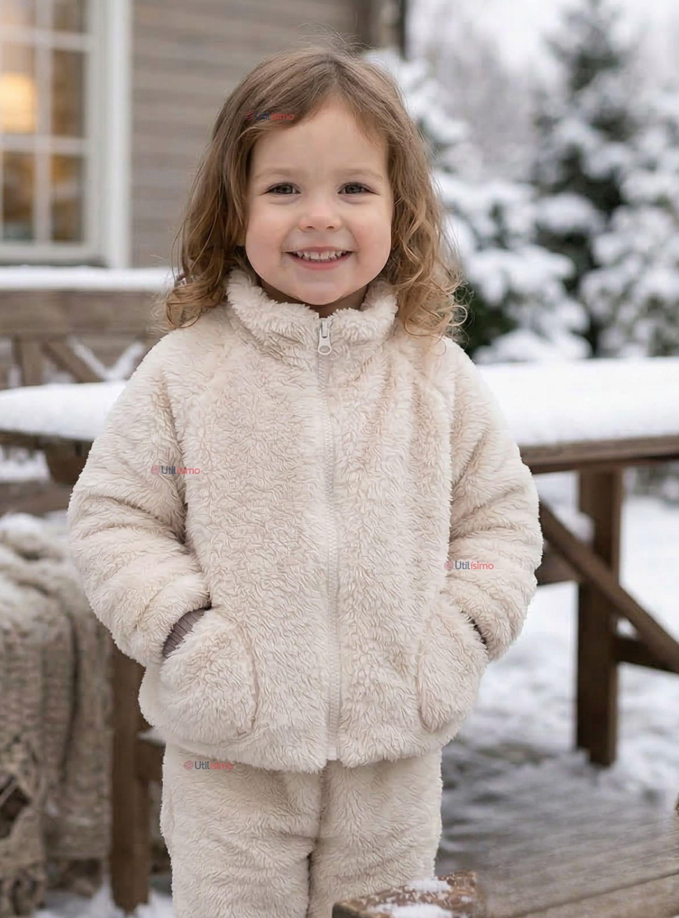 Conjunto 2 Piezas Buzo Polerón Pantalón Bebe Niña Poliéster Color Beige-0