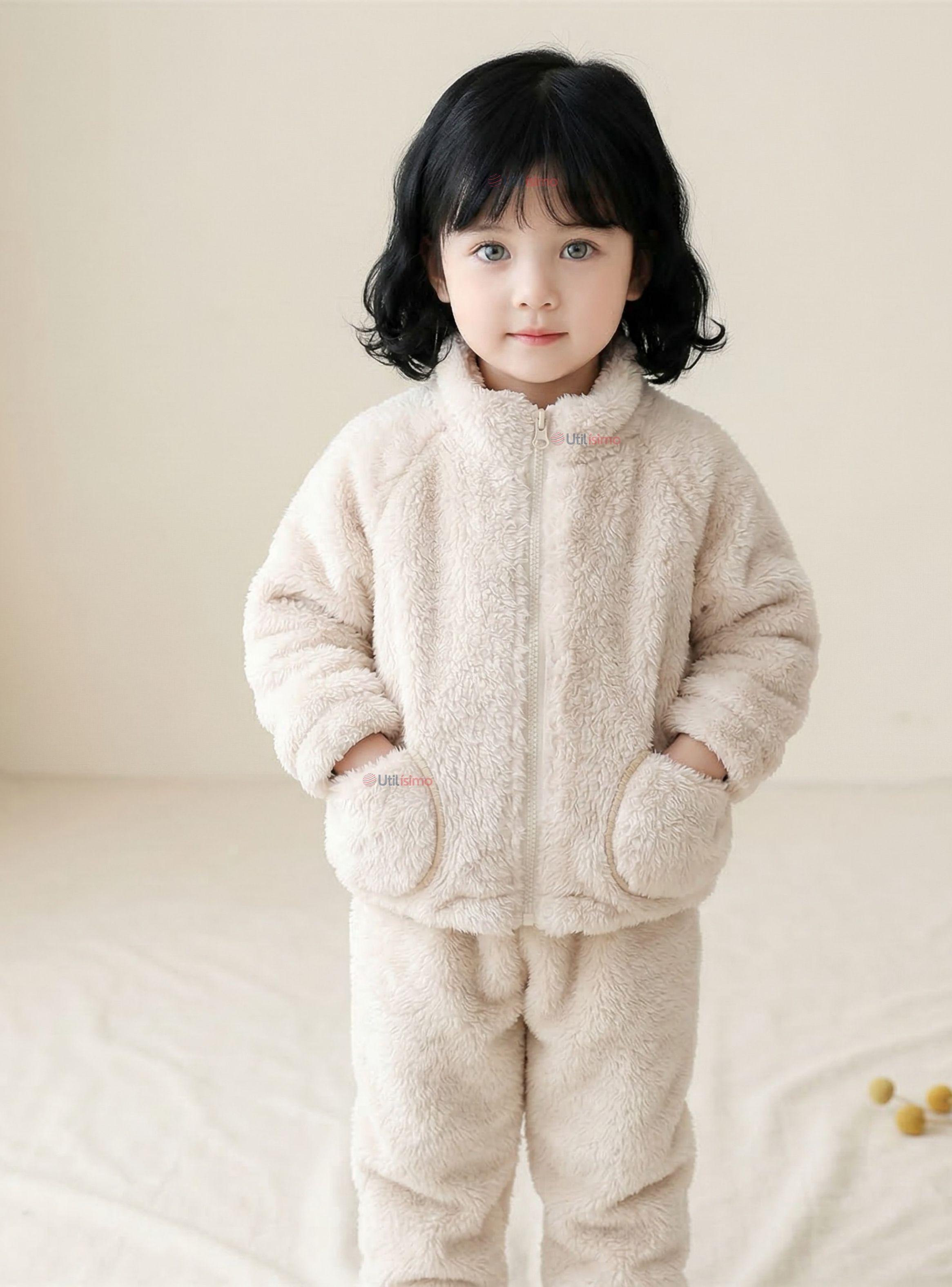 Conjunto 2 Piezas Buzo Polerón Pantalón Bebe Niña Poliéster Color Beige-1