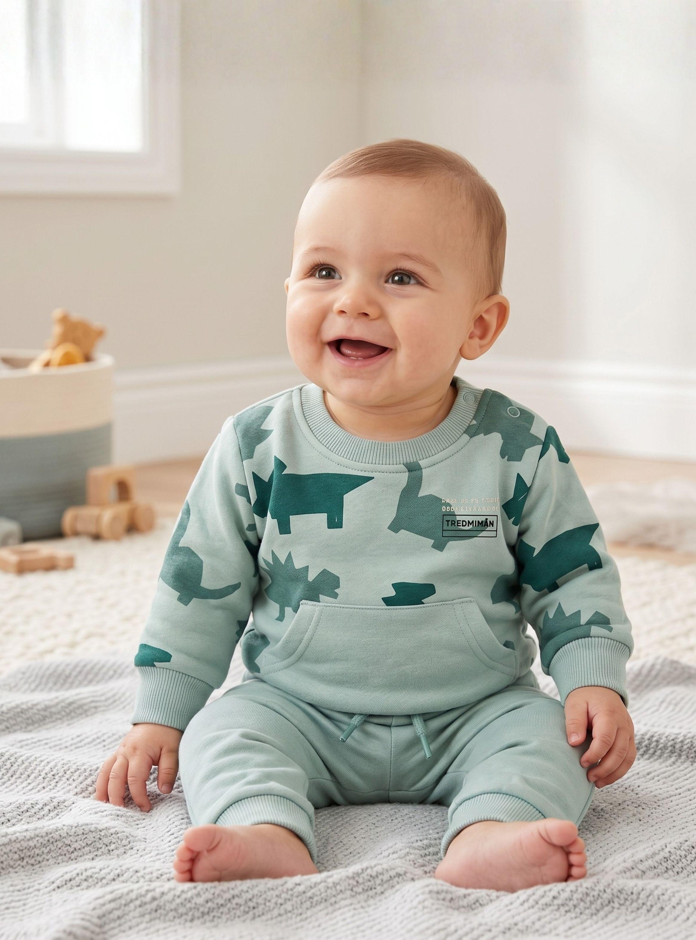 Conjunto Buzo Polerón 2 Piezas Bebé Niños Blue Dinosaur-1
